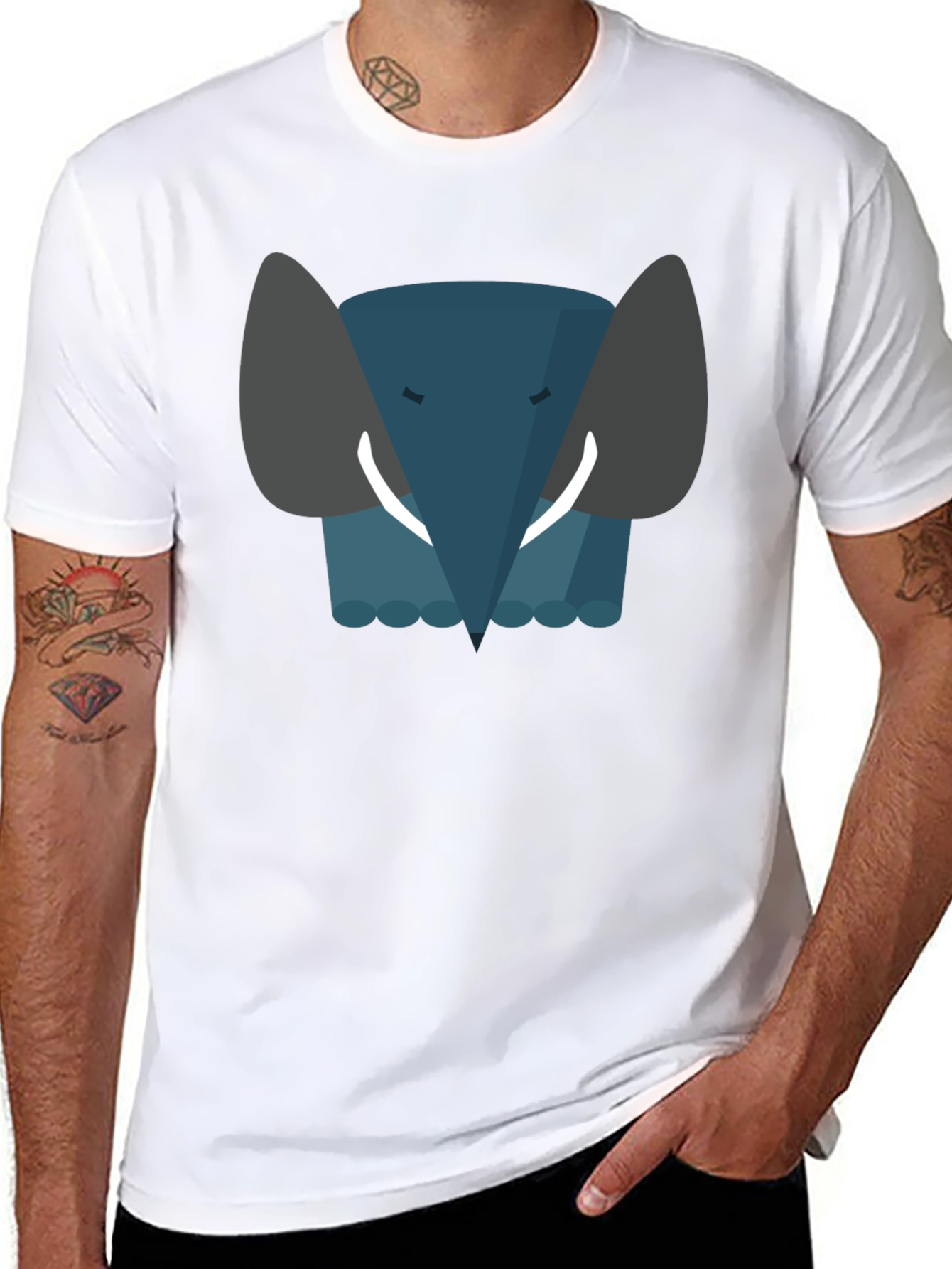 Elephant Graphic Black Tee - Soft Cotton Blend