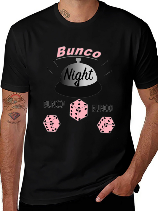 Bunco Night Black T-Shirt with Dice Graphic