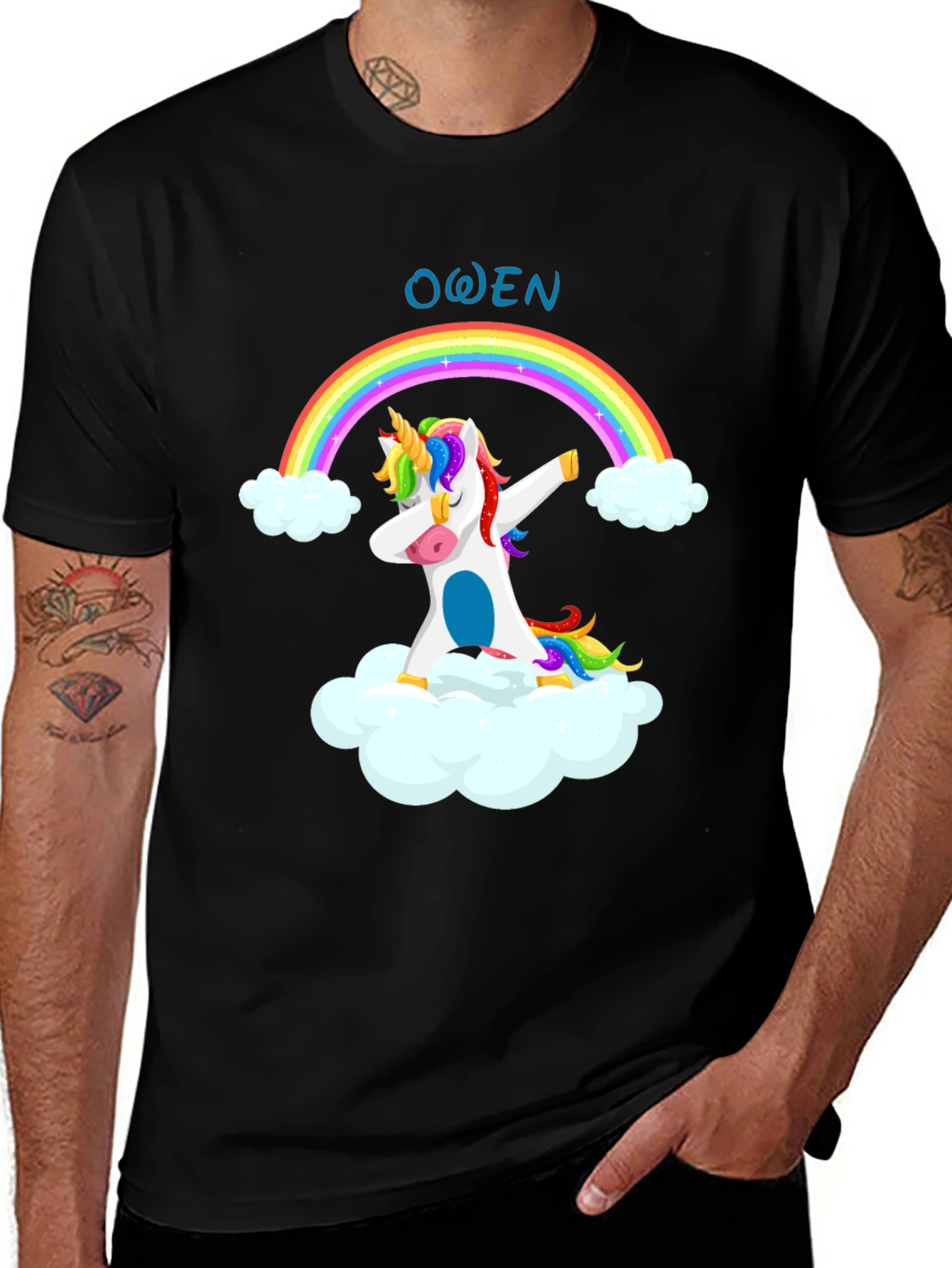 Owen Unicorn Rainbow Dab T-Shirt