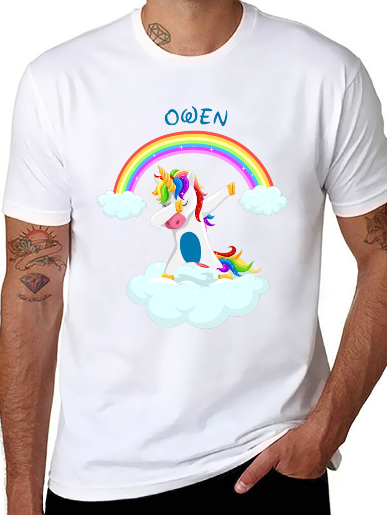 Owen Unicorn Rainbow Dab T-Shirt