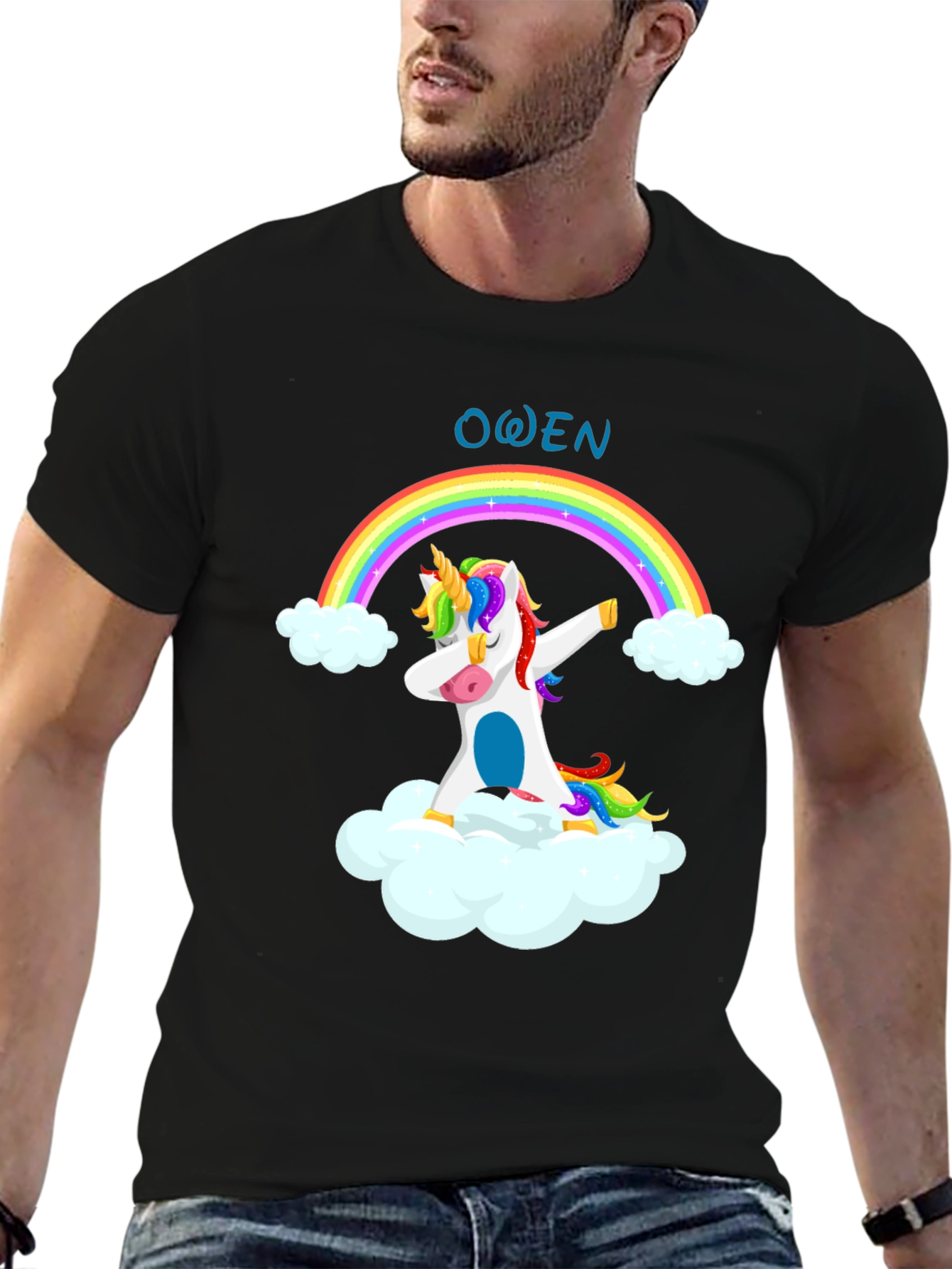 Owen Unicorn Rainbow Dab T-Shirt