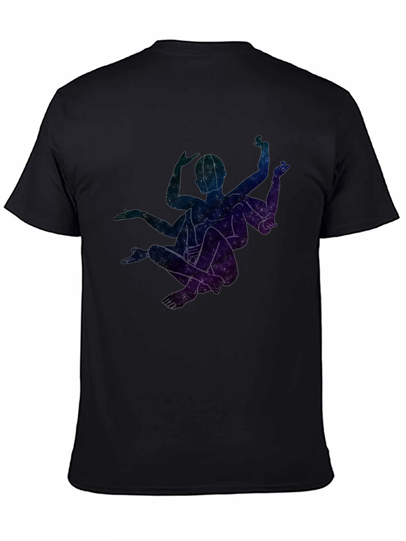 Celestial Yoga Pose Black T-Shirt