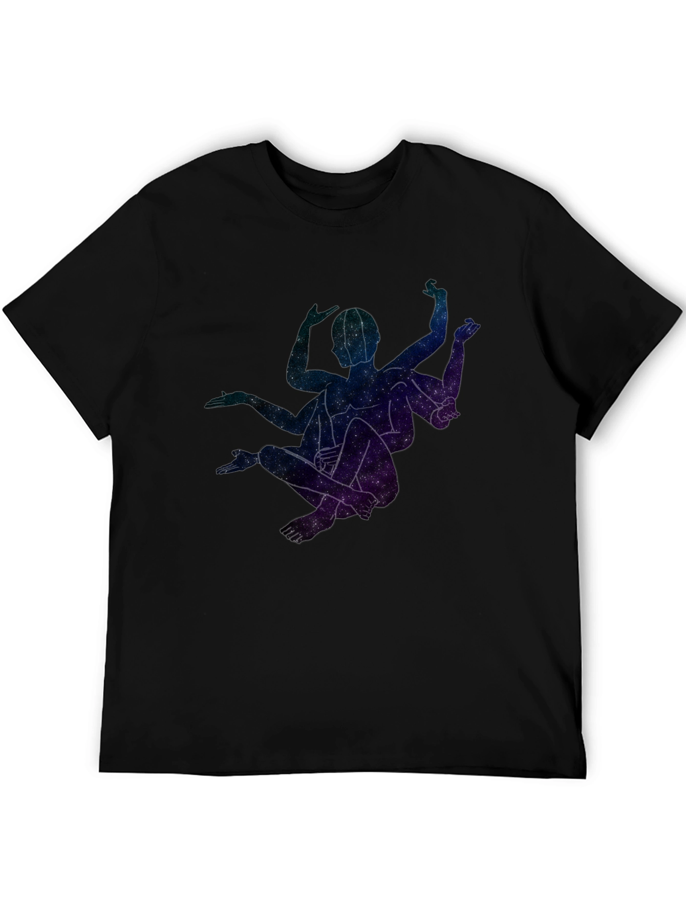 Celestial Yoga Pose Black T-Shirt
