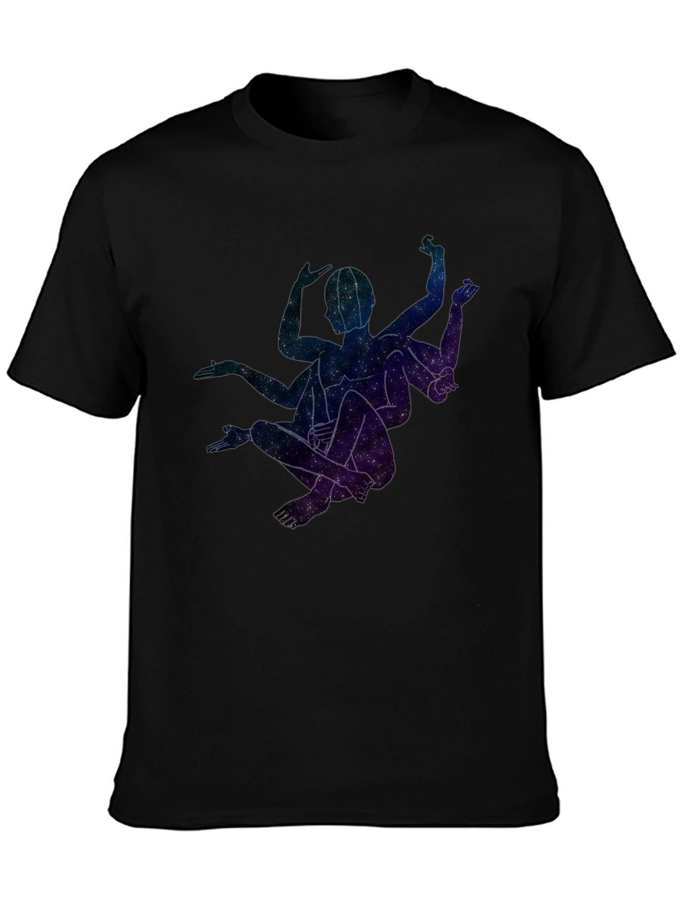 Celestial Yoga Pose Black T-Shirt