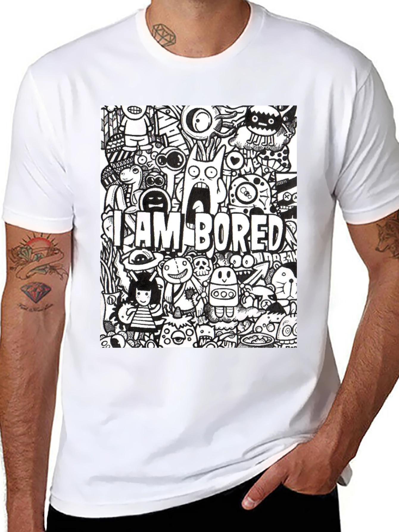I Am Bored Doodle Art Graphic Tee