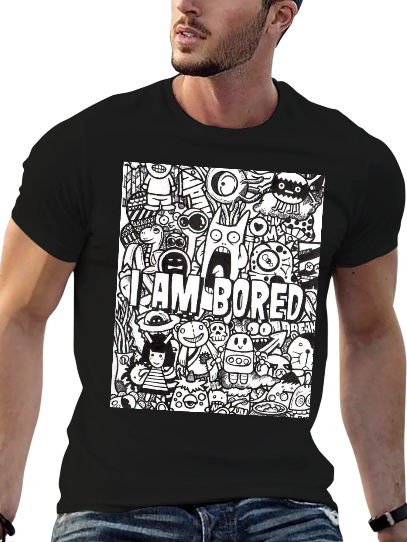 I Am Bored Doodle Art Graphic Tee