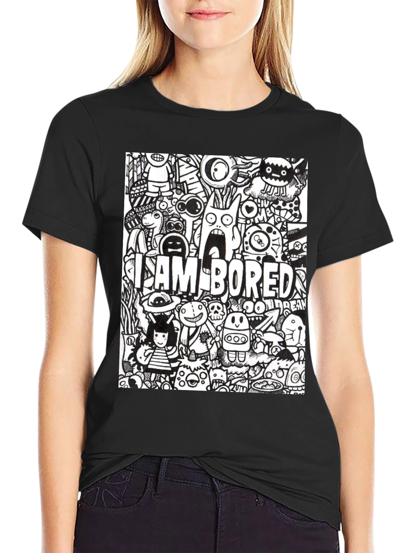 I Am Bored Doodle Art Graphic Tee