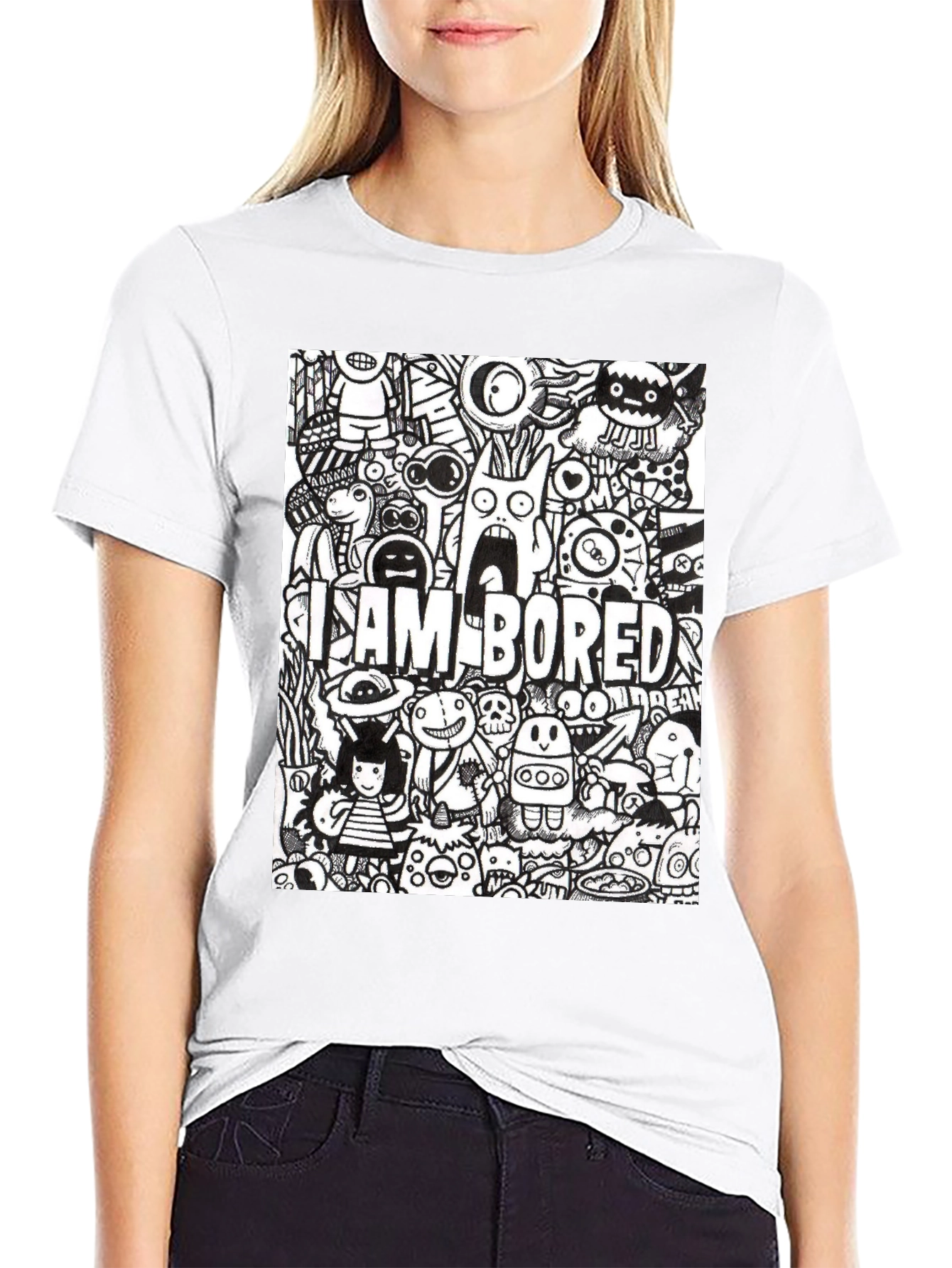 I Am Bored Doodle Art Graphic Tee