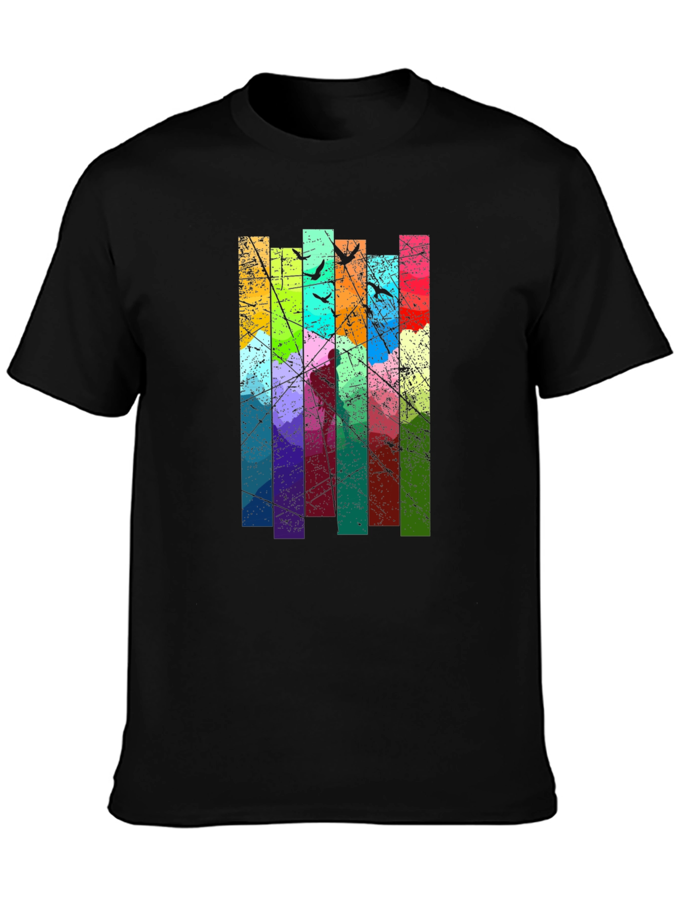 Abstract Art Birds on a Wire Graphic T-Shirt