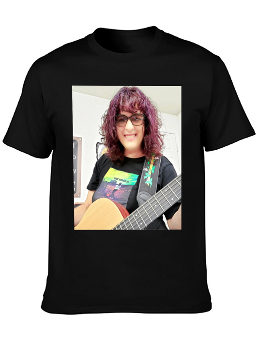 Guitar Player Graphic Tee - Black Cotton T-Shirt