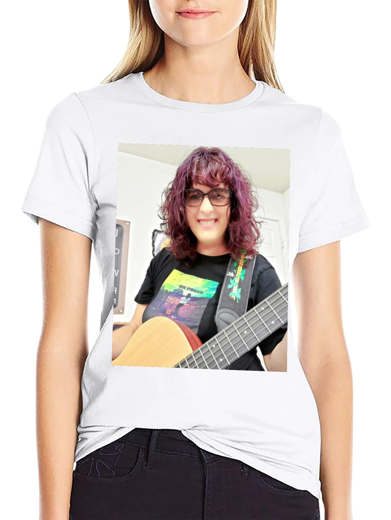 Guitar Player Graphic Tee - Black Cotton T-Shirt