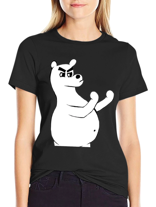 Black T-Shirt with Cartoon Bear Graphic