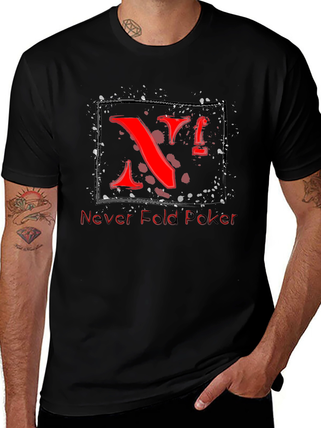 Never Fold Poker Graphic Tee - Unique Red Design