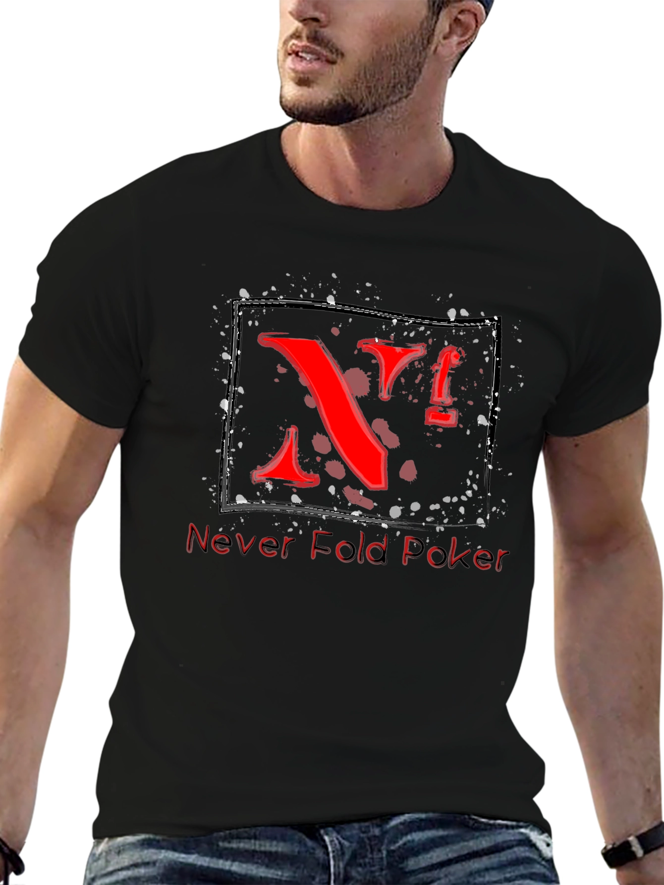 Never Fold Poker Graphic Tee - Unique Red Design
