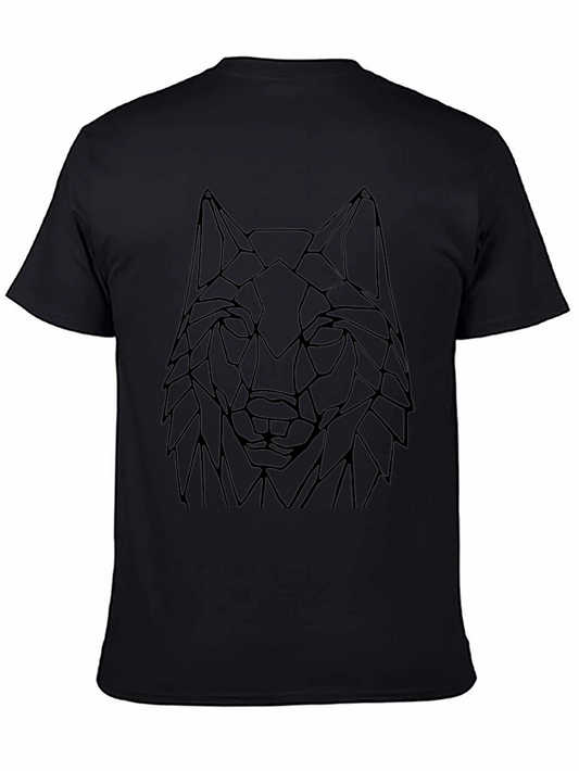 Geometric Wolf Head Black Graphic Tee