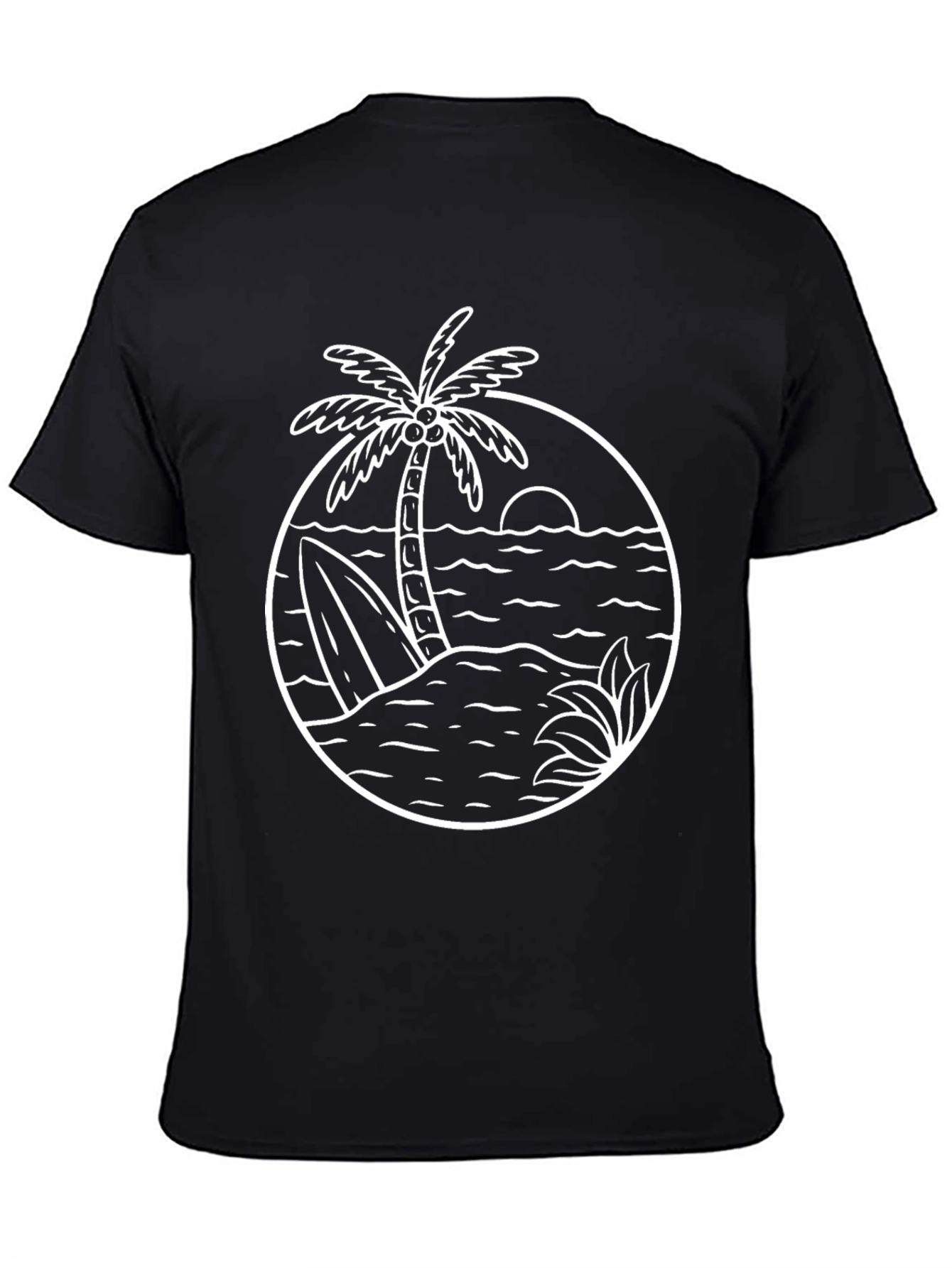 Island Vibes Graphic Tee - Black Cotton T-Shirt