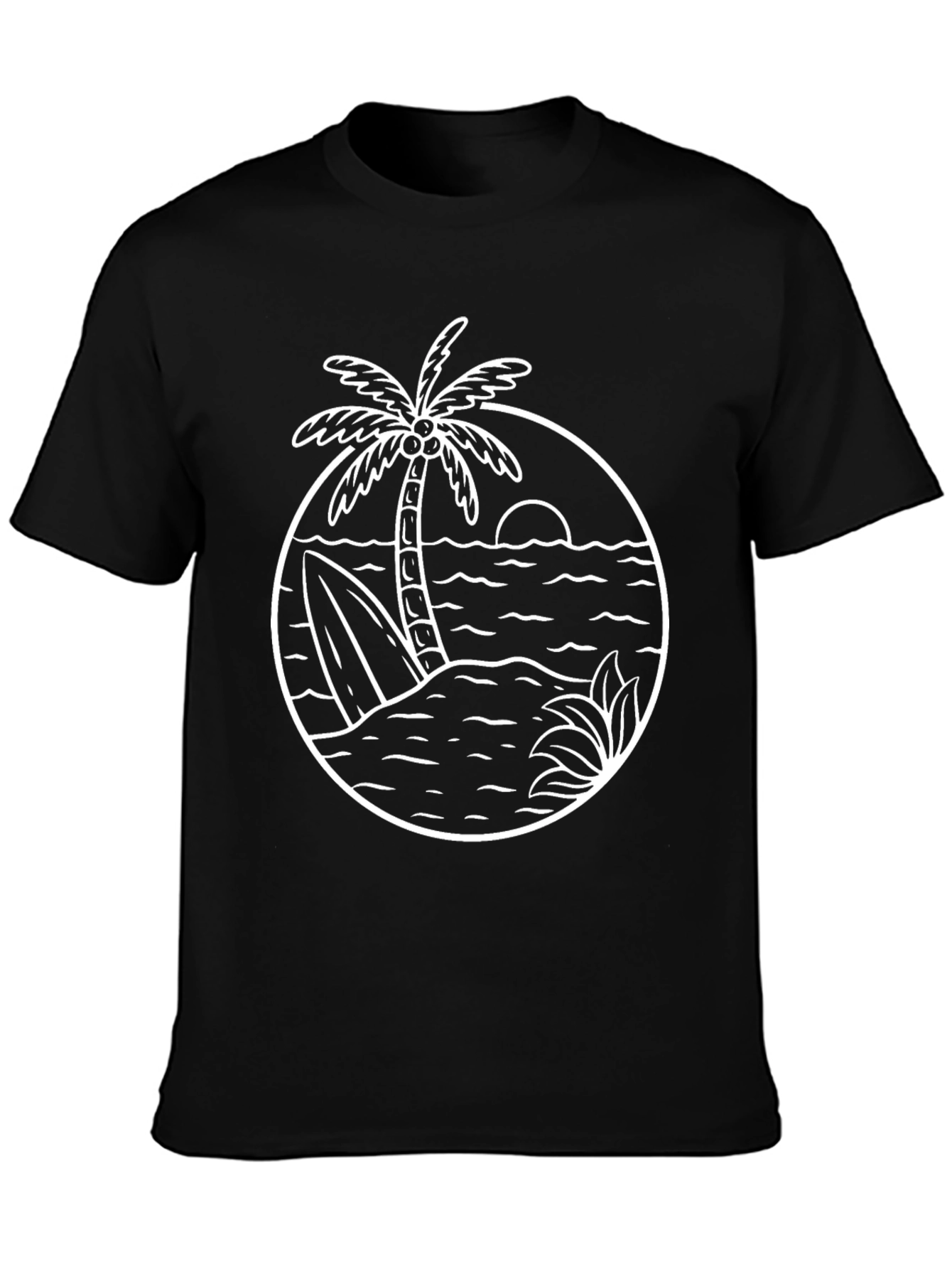 Island Vibes Graphic Tee - Black Cotton T-Shirt