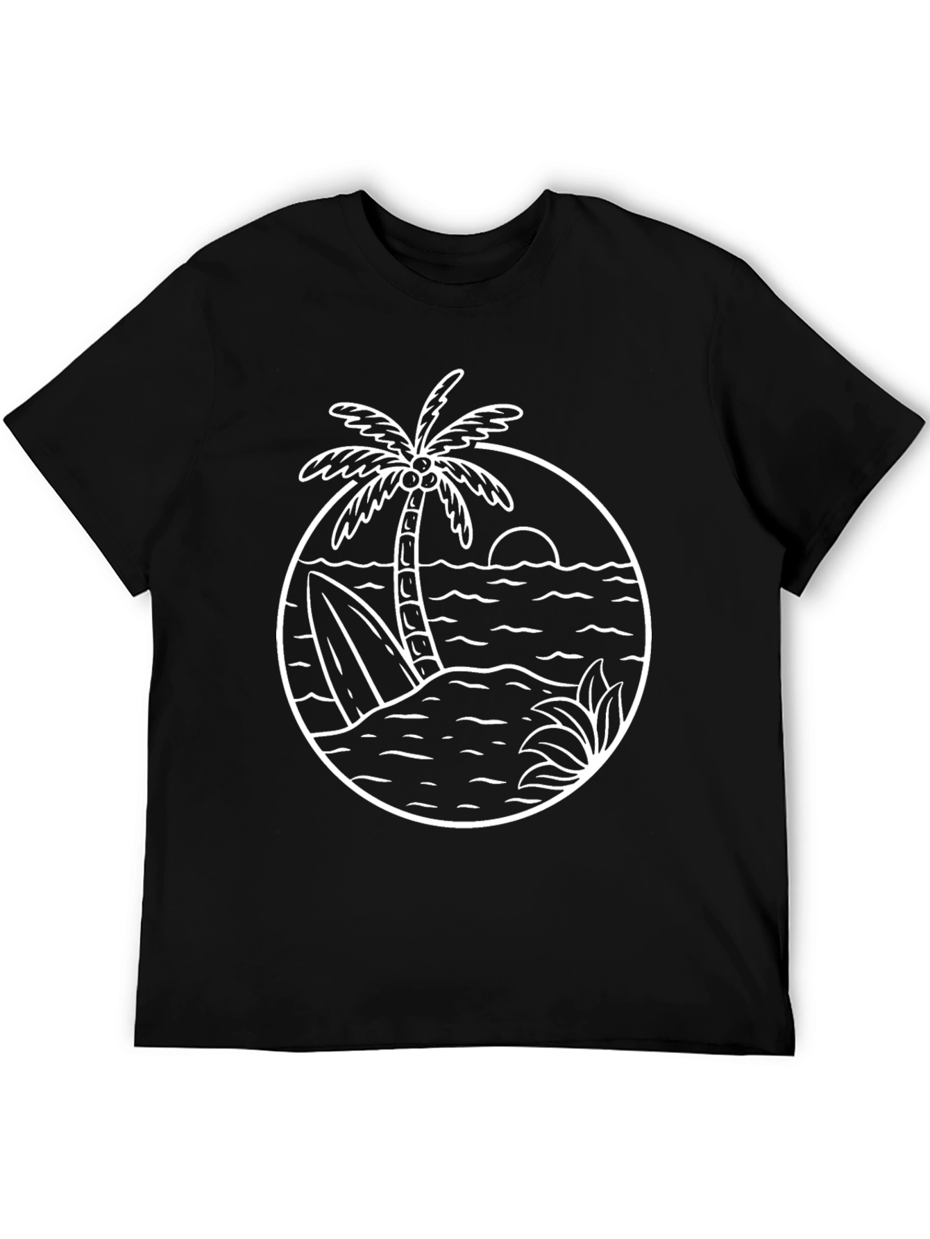 Island Vibes Graphic Tee - Black Cotton T-Shirt