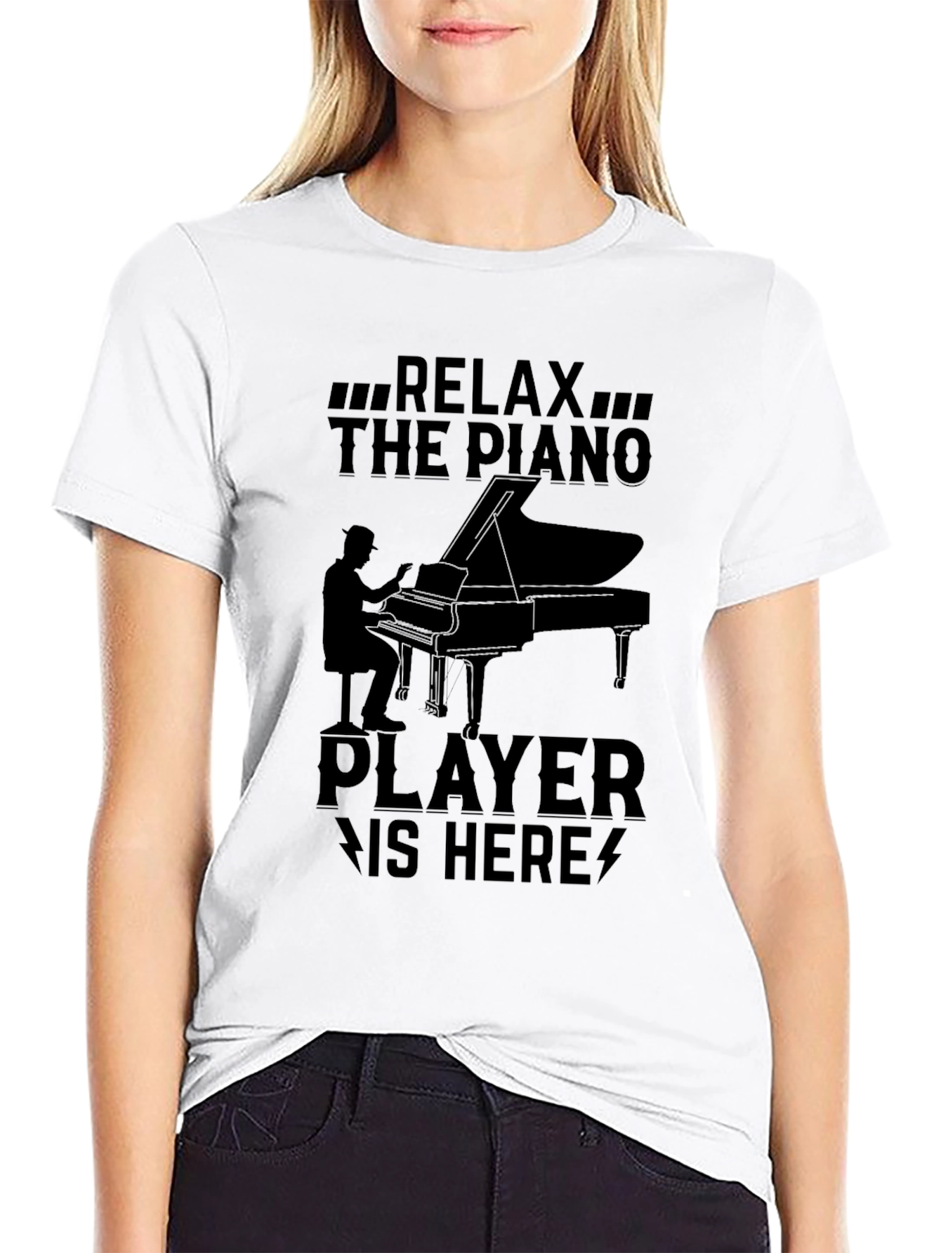 Relax Piano Player Graphic Tee - Black