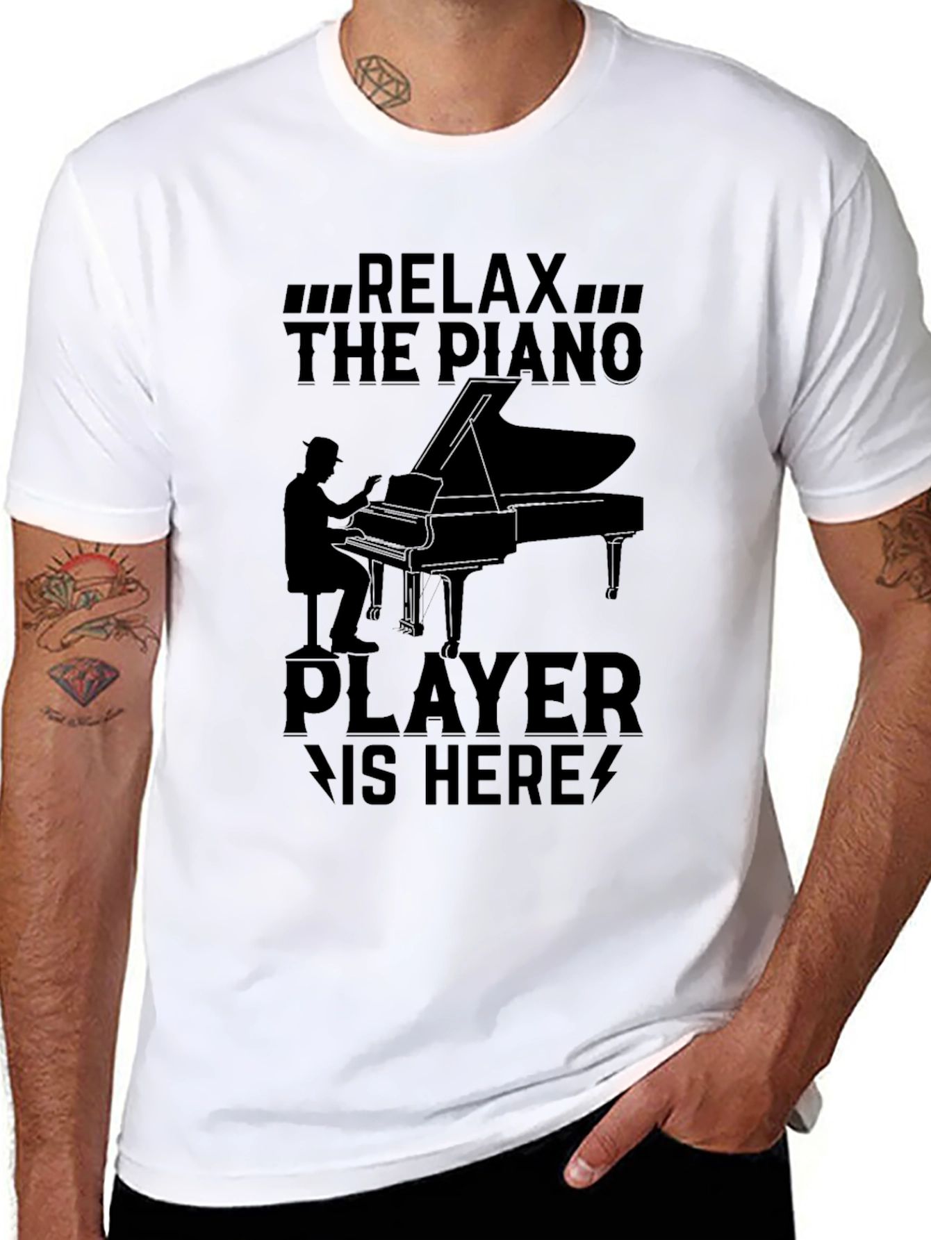 Relax Piano Player Graphic Tee - Black
