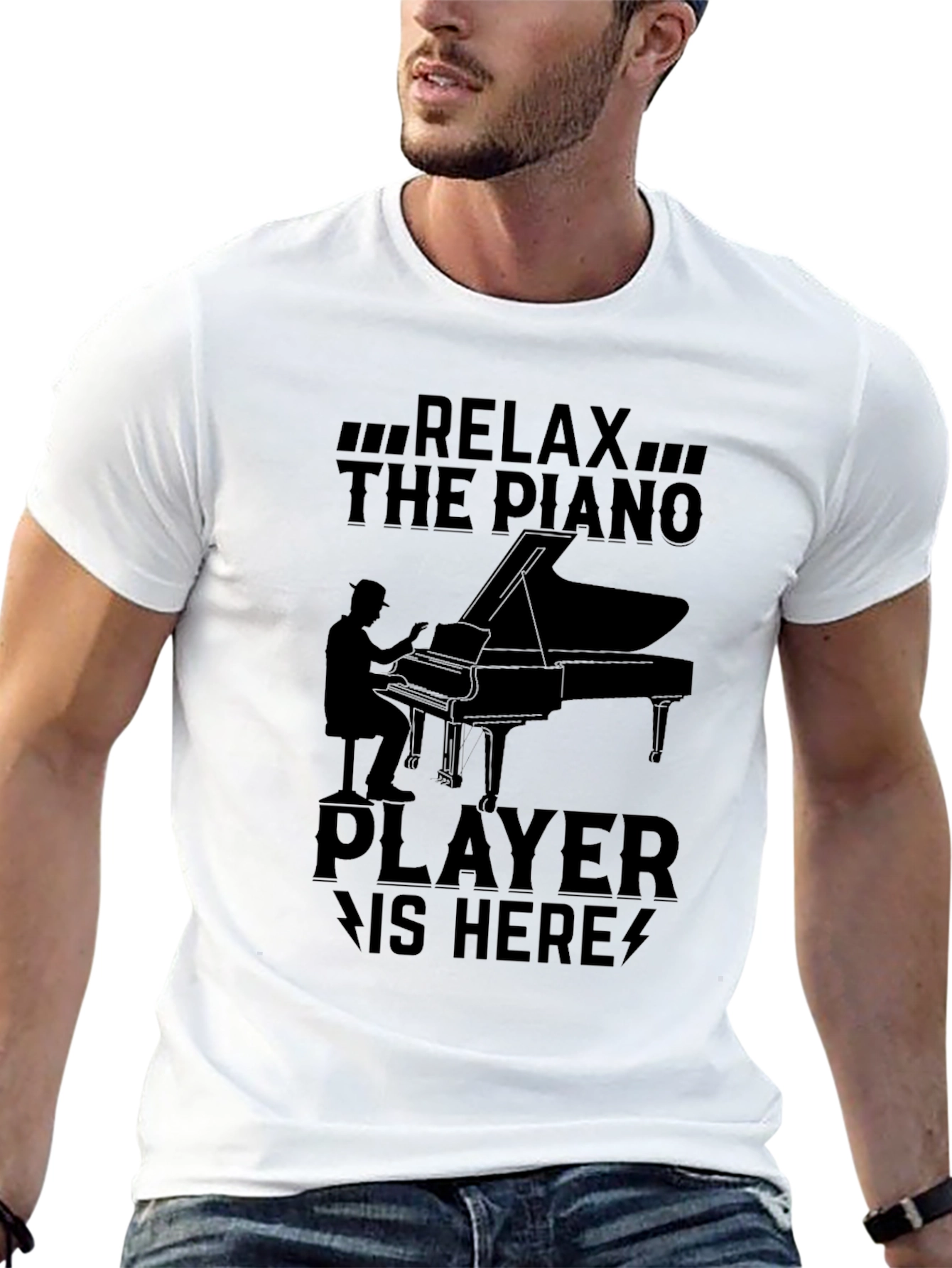 Relax Piano Player Graphic Tee - Black