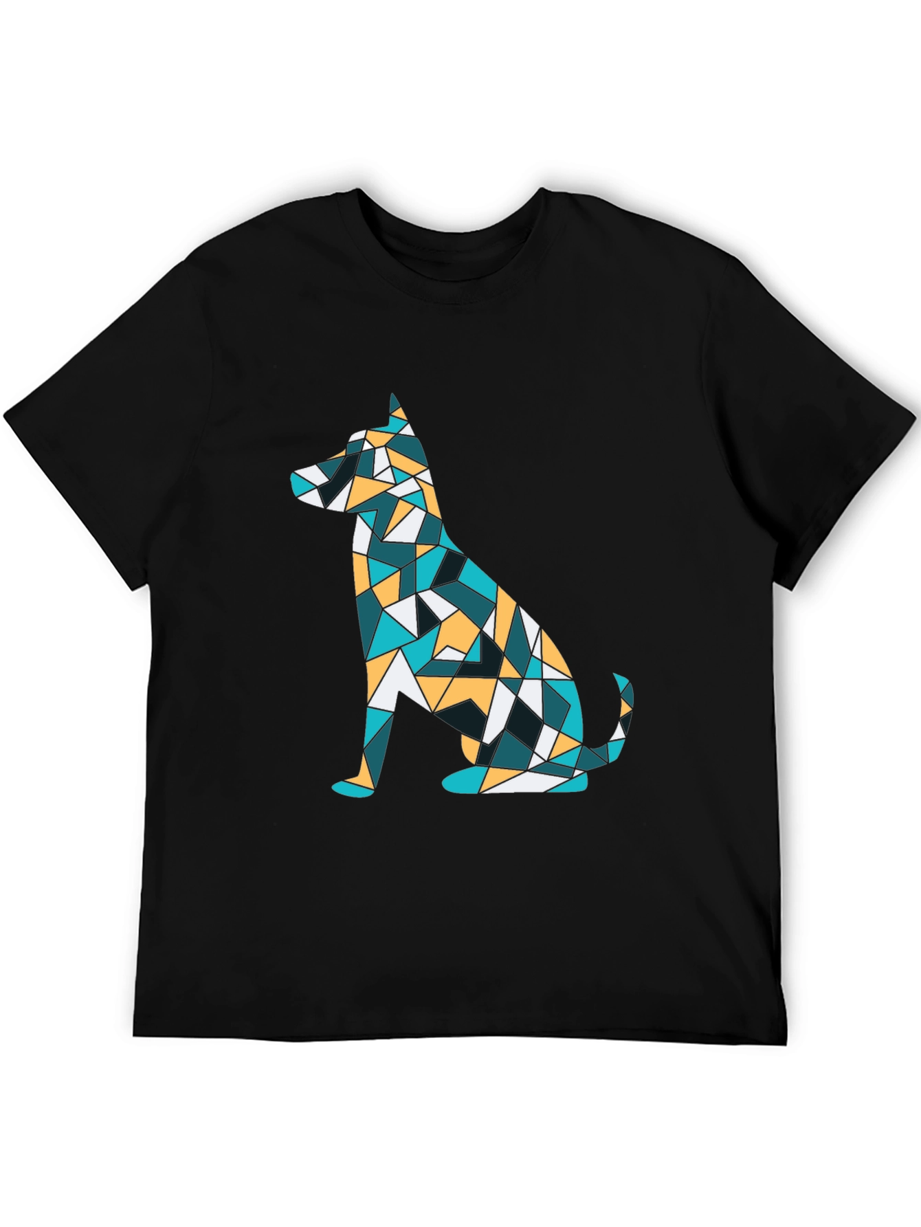 Geometric Dog Print Tee - Abstract Puppy Design