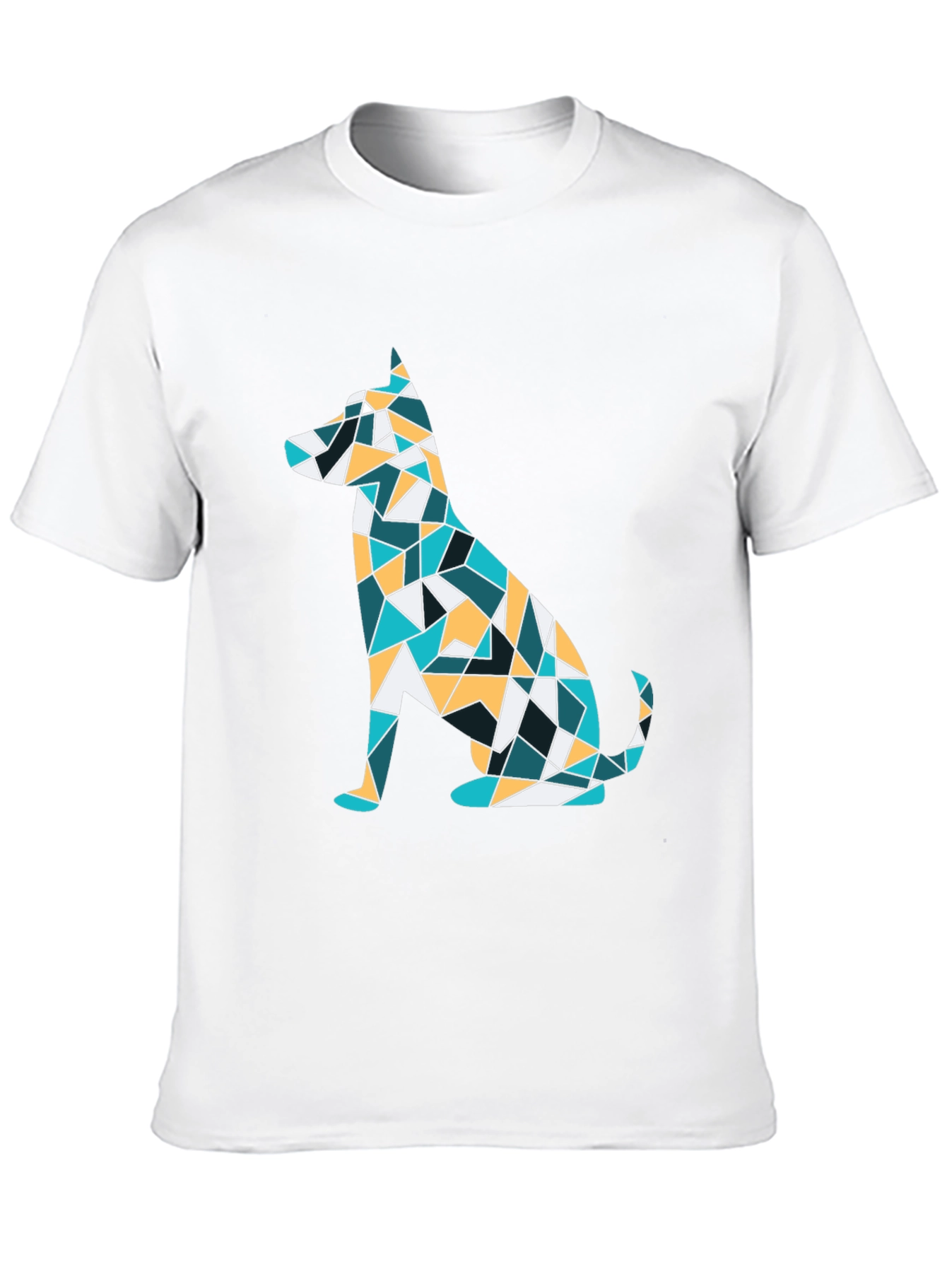Geometric Dog Print Tee - Abstract Puppy Design