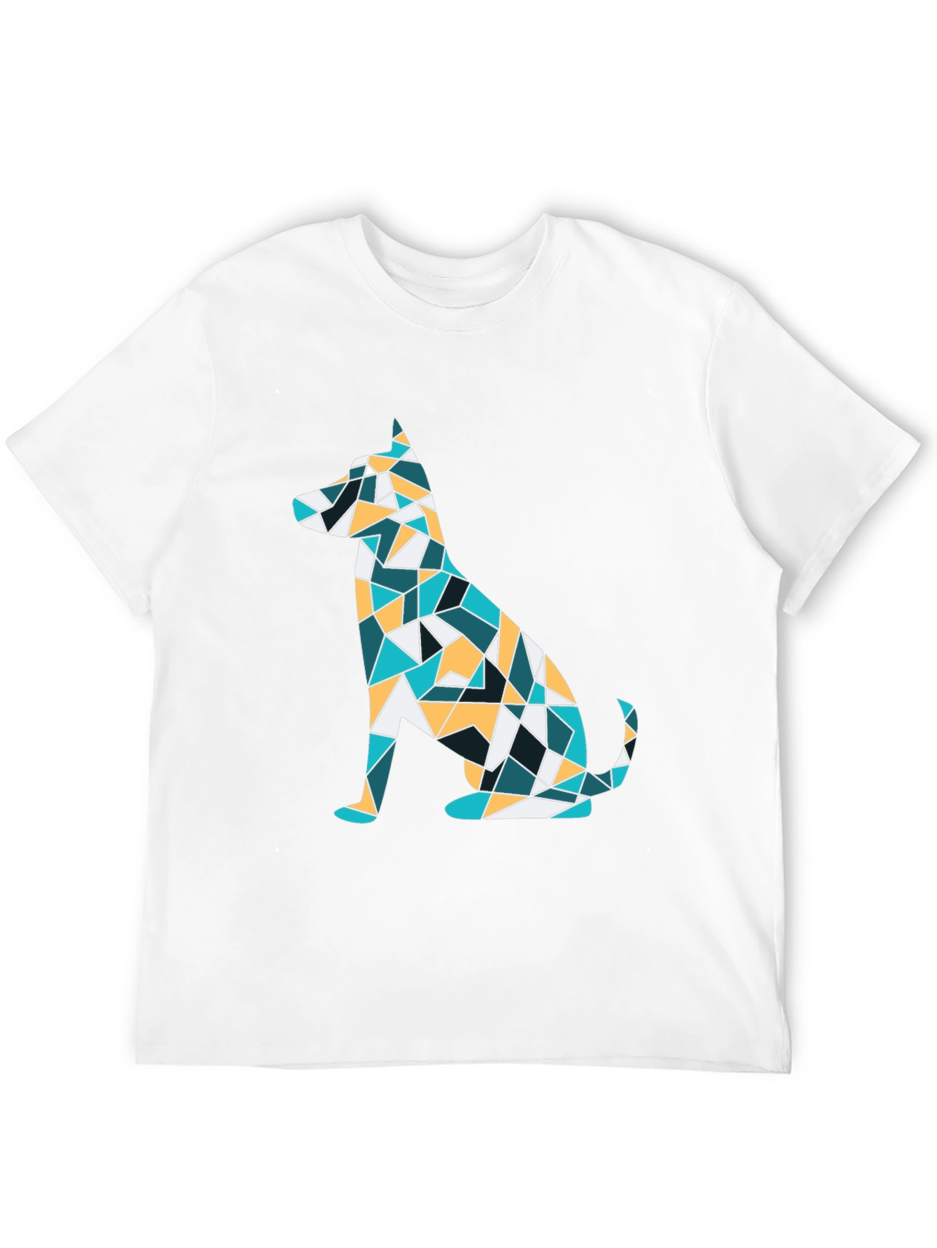 Geometric Dog Print Tee - Abstract Puppy Design