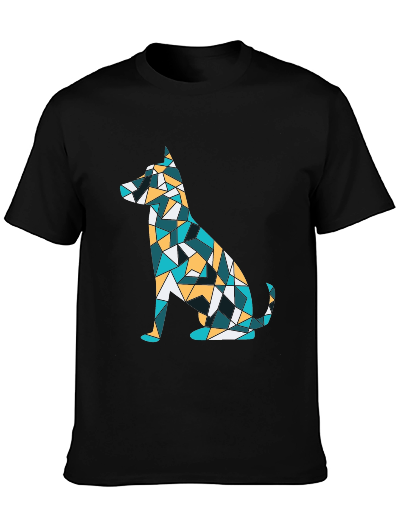 Geometric Dog Print Tee - Abstract Puppy Design
