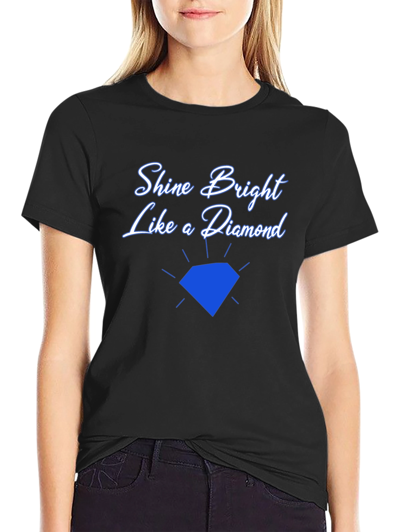 Shine Bright Diamond Graphic Tee - Black