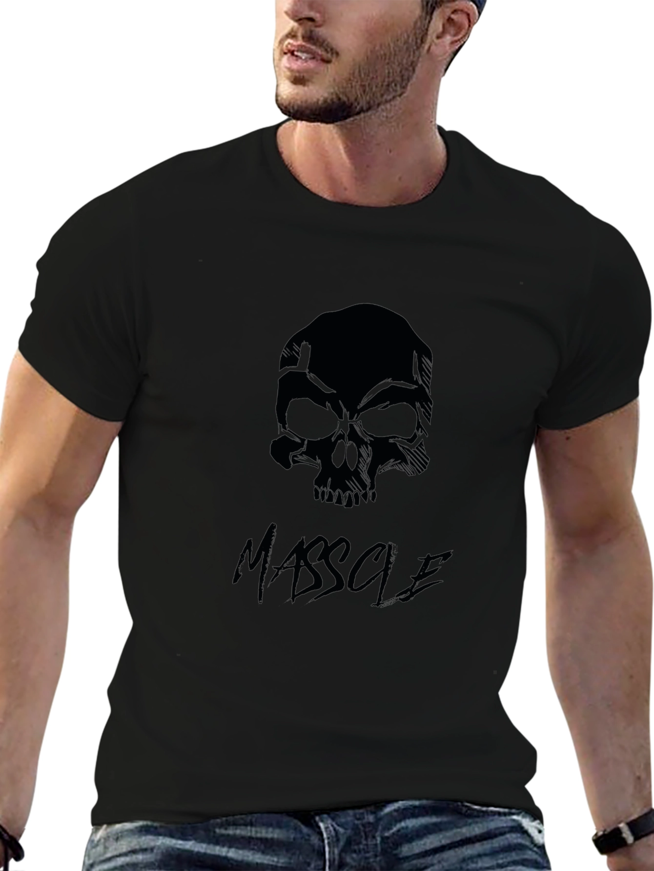 Black Skull Graphic Tee for Men