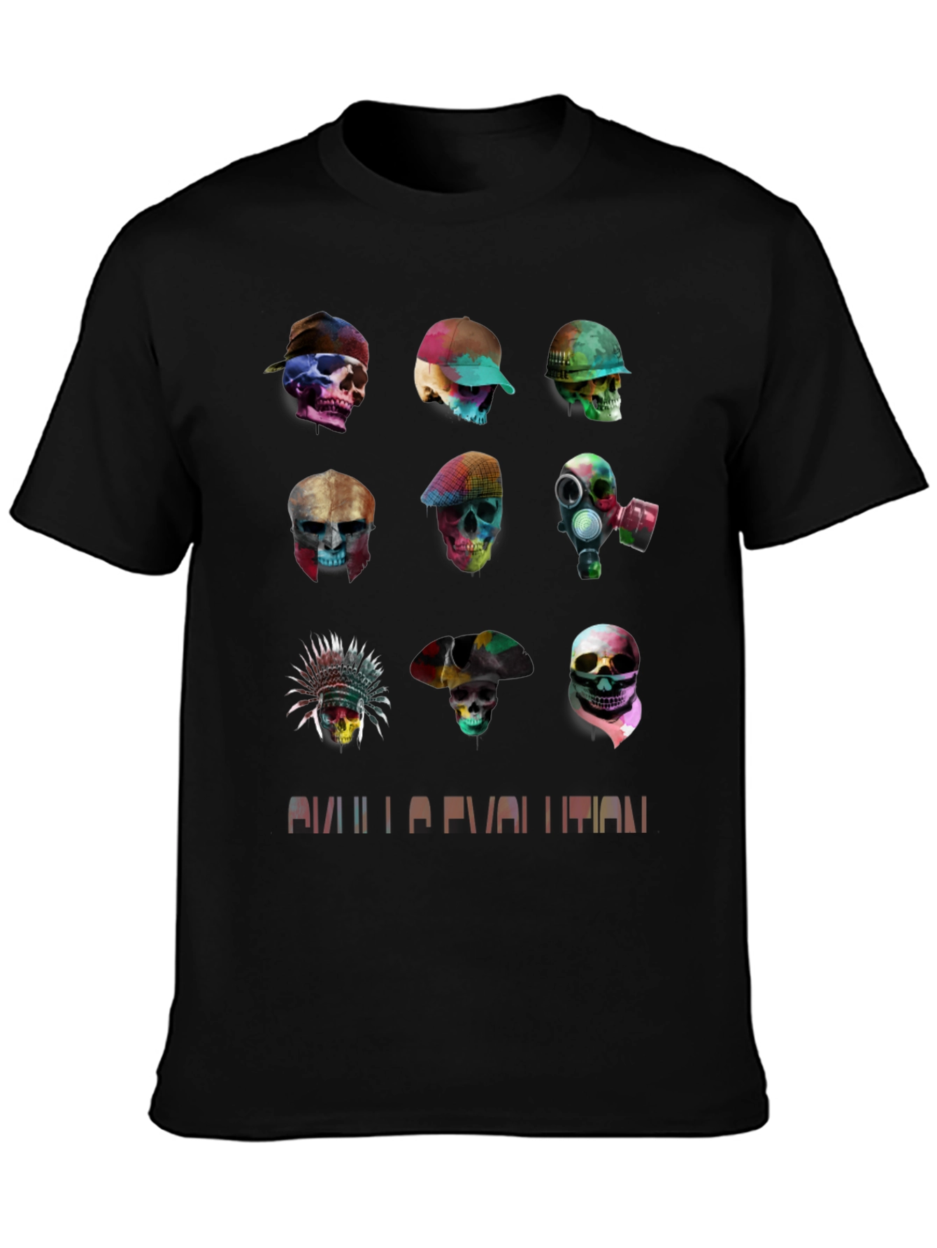 Skull Evolution Graphic Tee - Stylish Black T-Shirt
