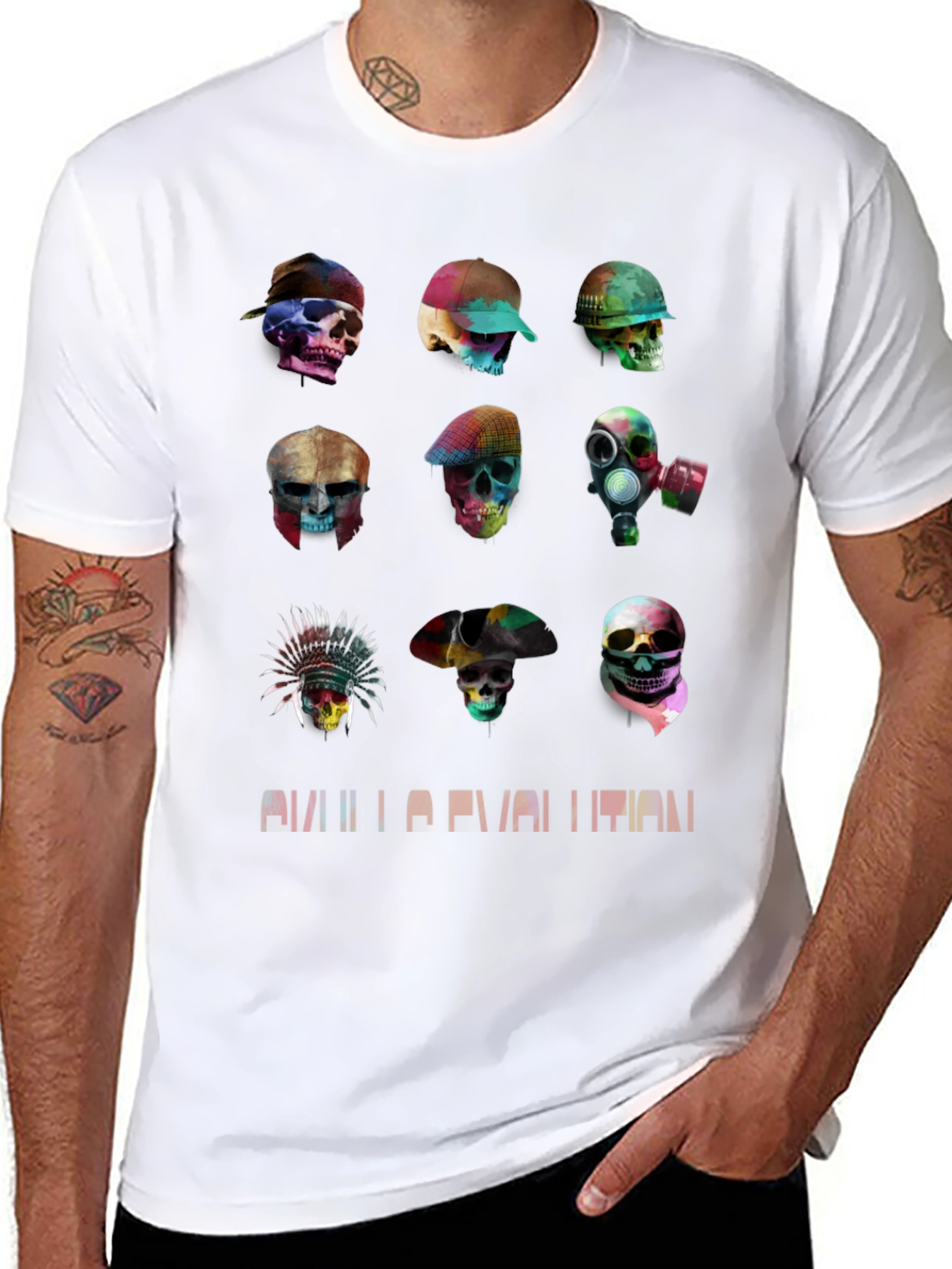 Skull Evolution Graphic Tee - Stylish Black T-Shirt
