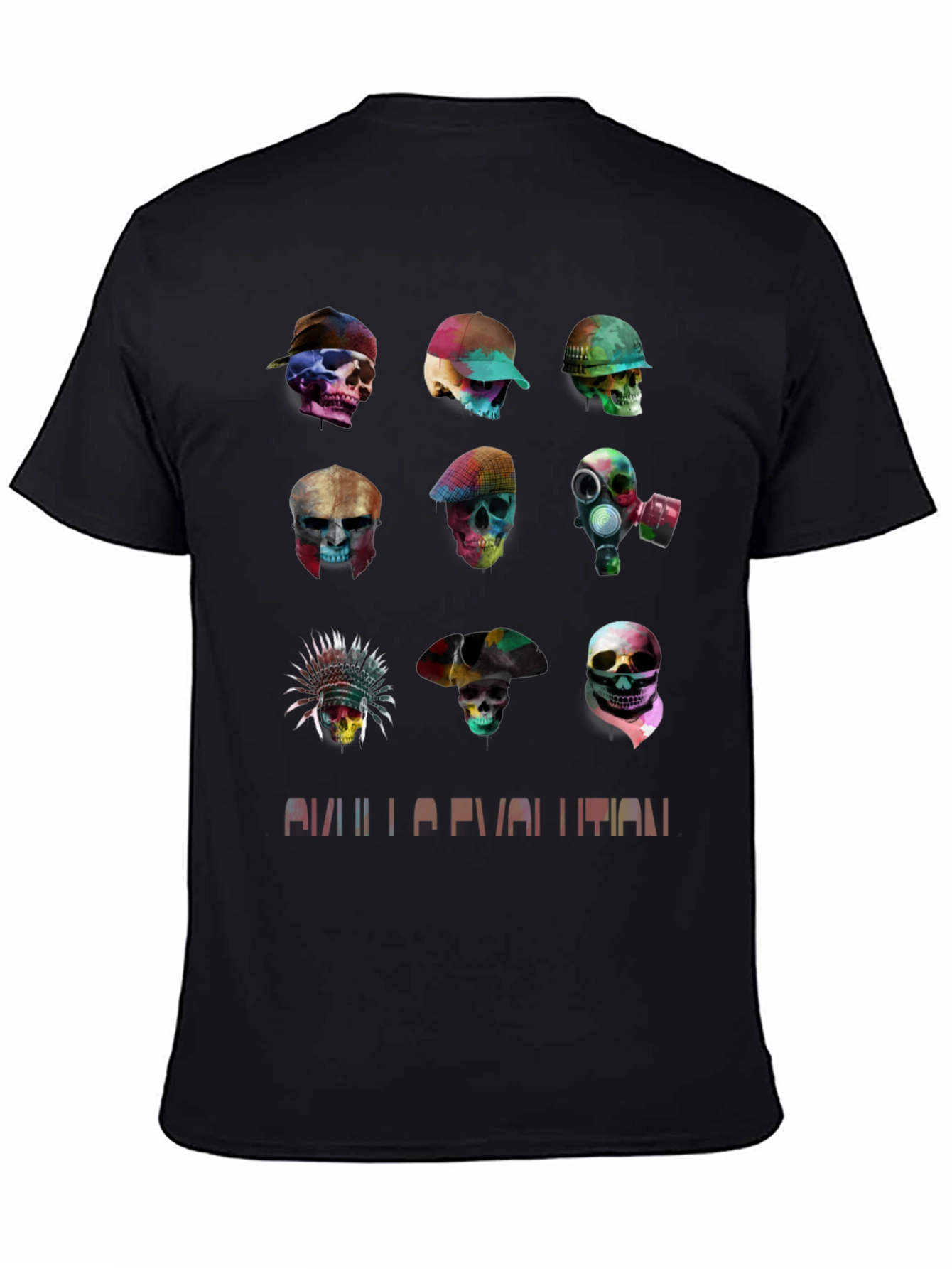 Skull Evolution Graphic Tee - Stylish Black T-Shirt