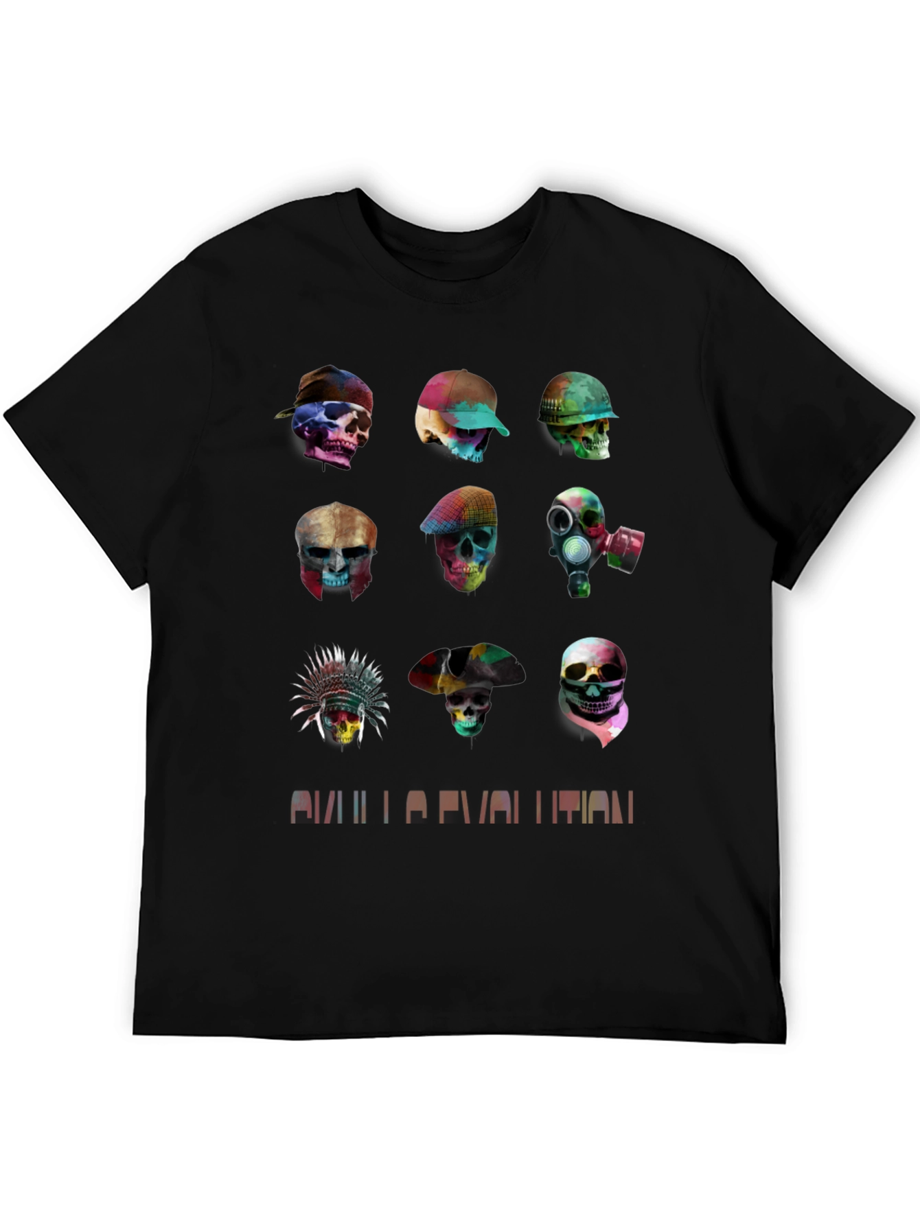 Skull Evolution Graphic Tee - Stylish Black T-Shirt