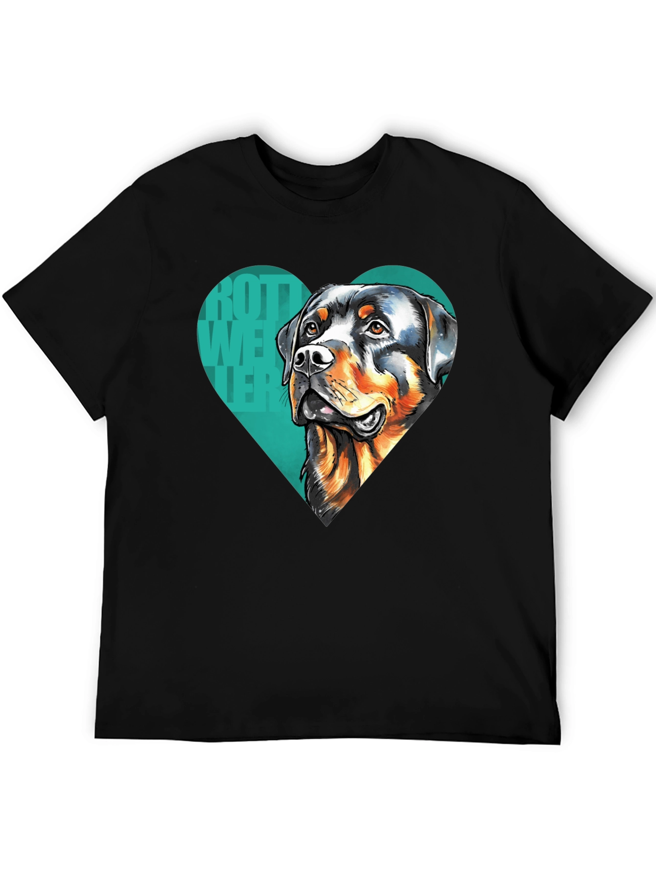 Rottweiler Heart Graphic Tee - Black