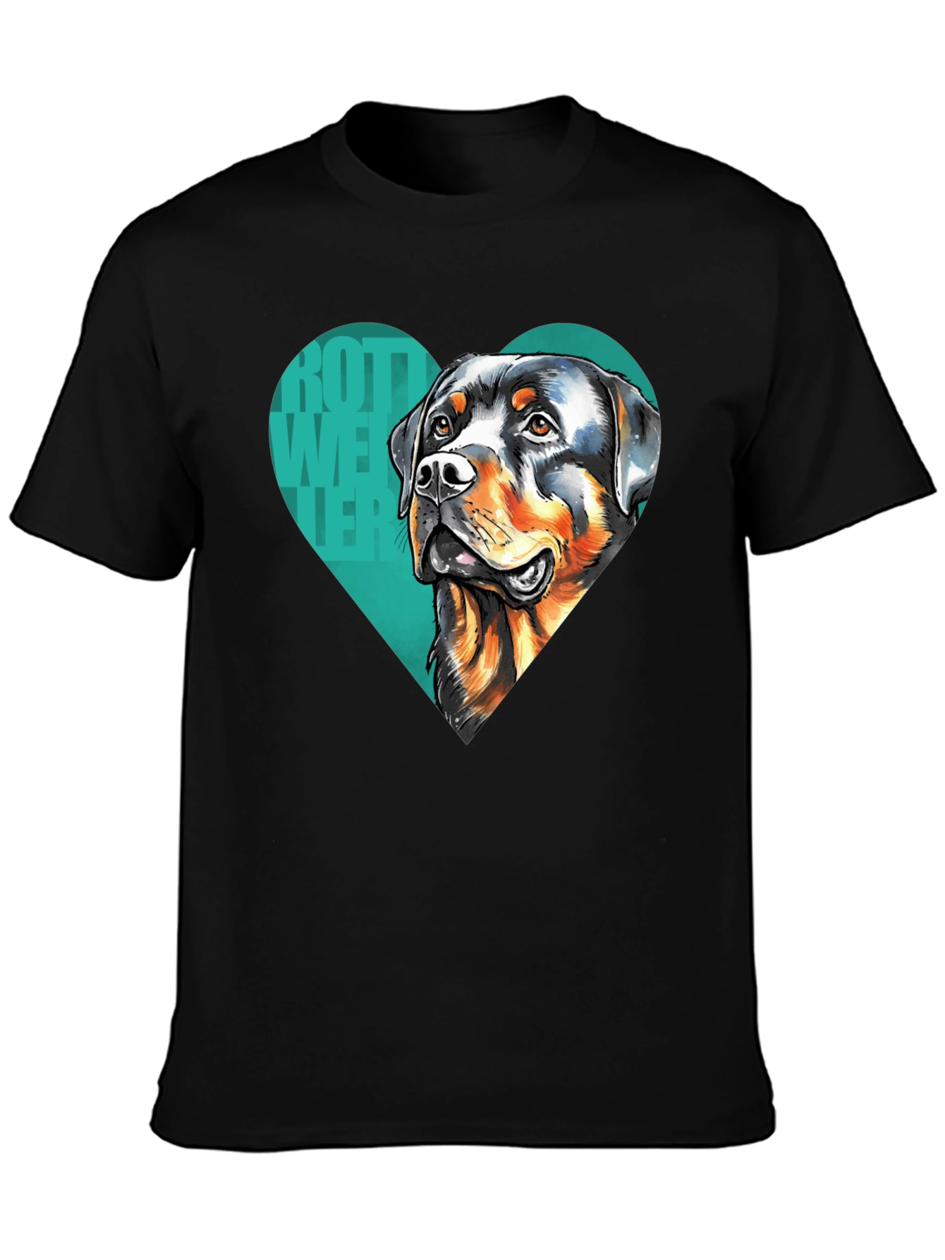 Rottweiler Heart Graphic Tee - Black