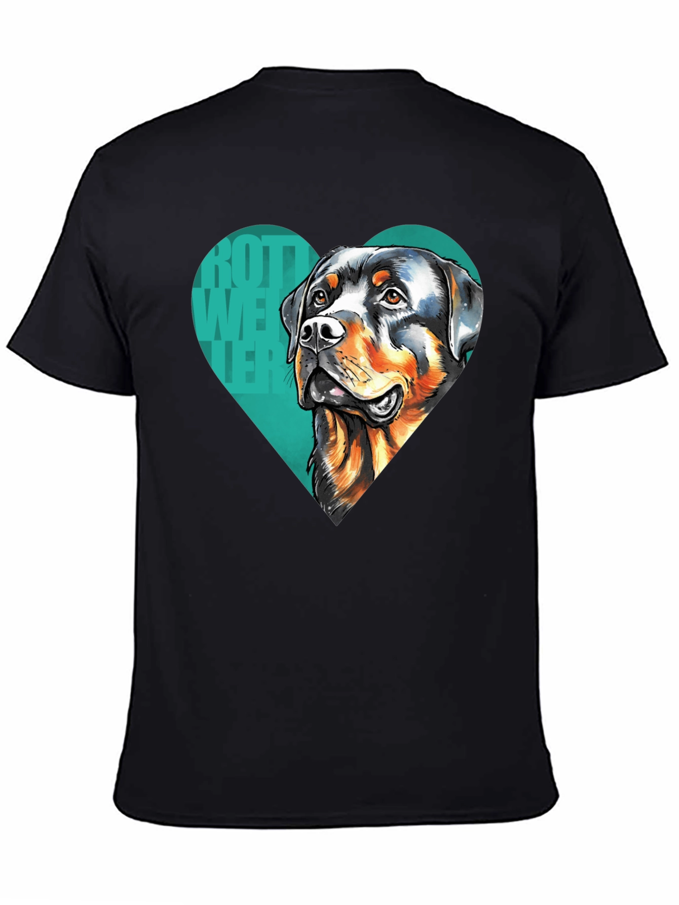 Rottweiler Heart Graphic Tee - Black