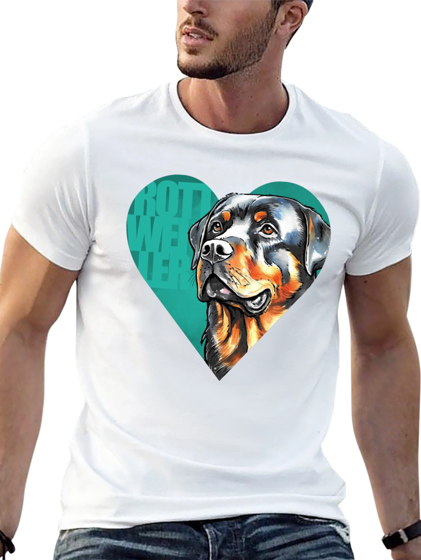 Rottweiler Heart Graphic Tee - Black