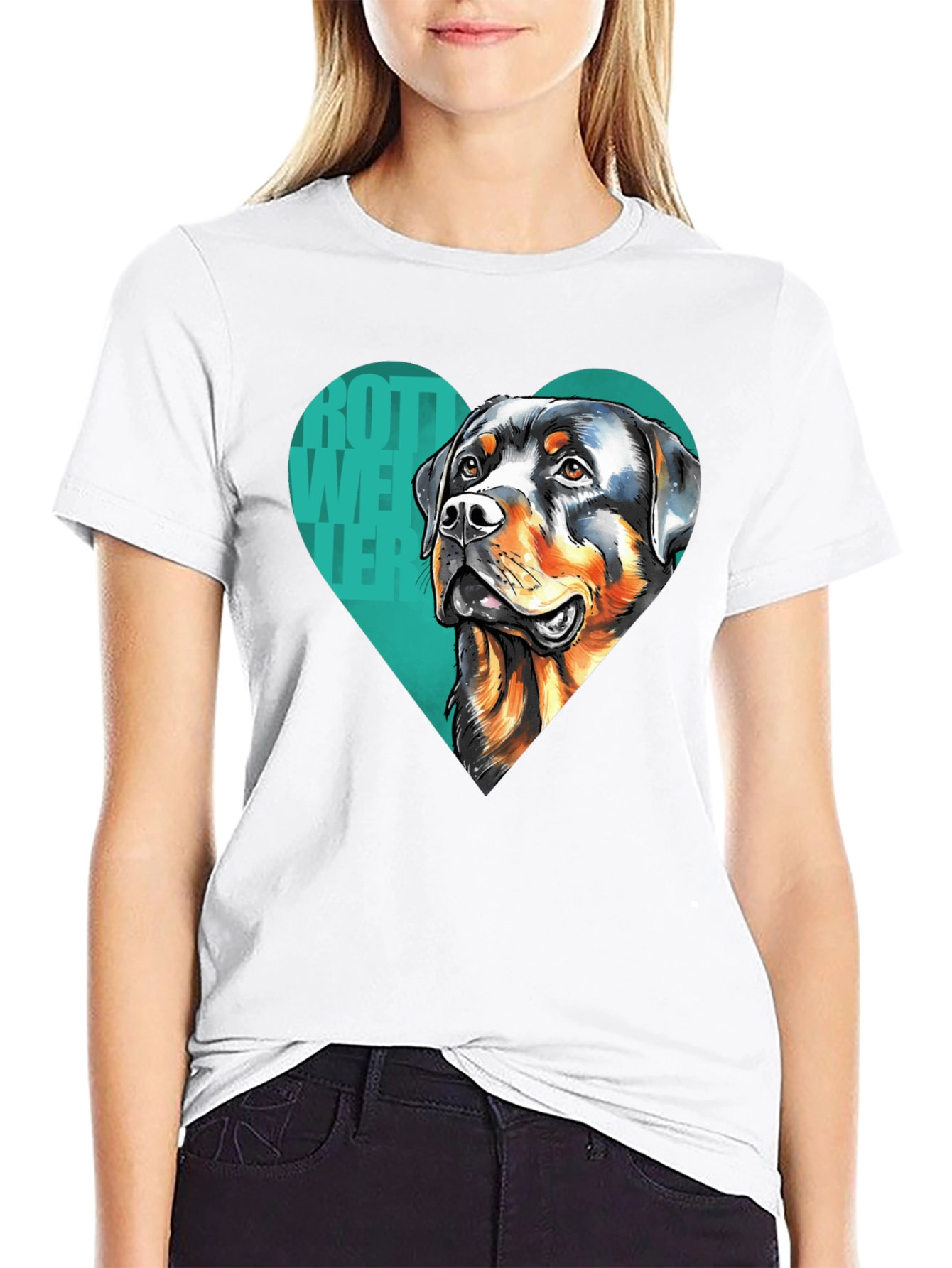 Rottweiler Heart Graphic Tee - Black