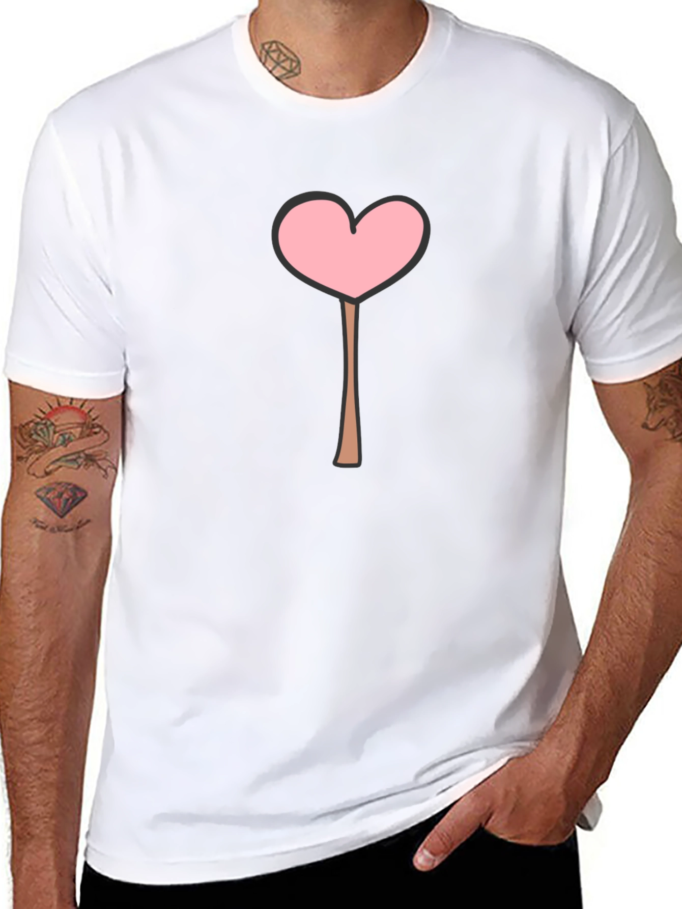 Heart Lollipop Graphic Tee - Black