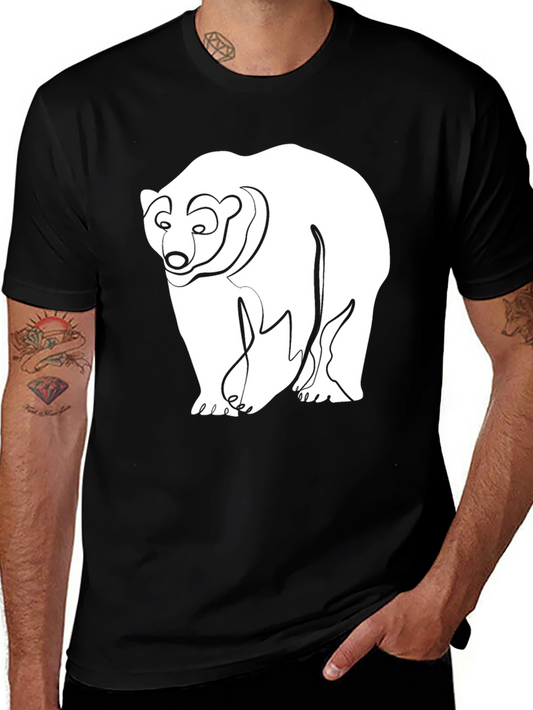 Bear Graphic Tee - Unique Line Art Design