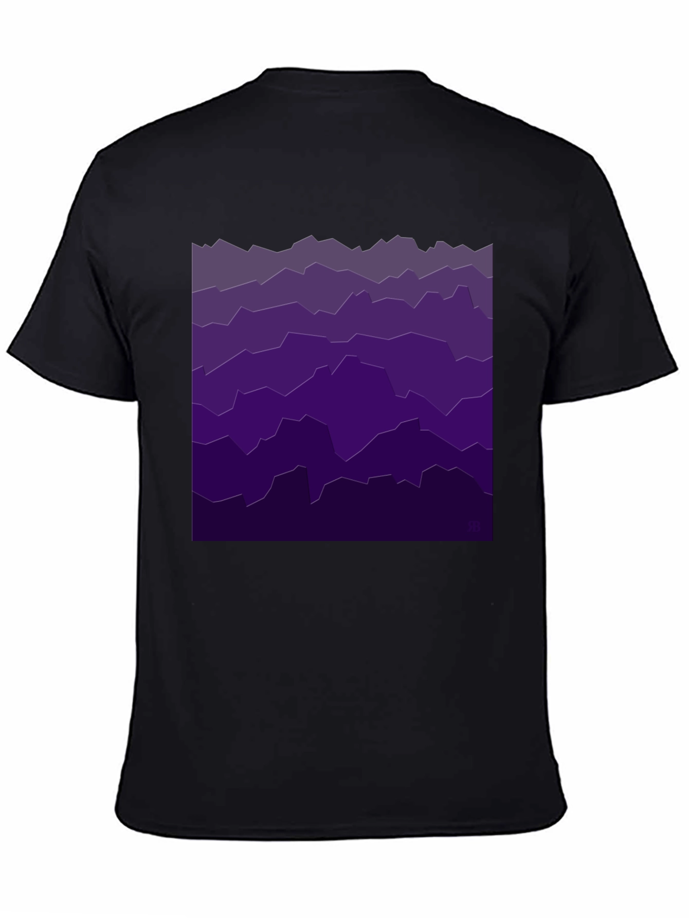 Abstract Purple Mountainscape Black T-Shirt