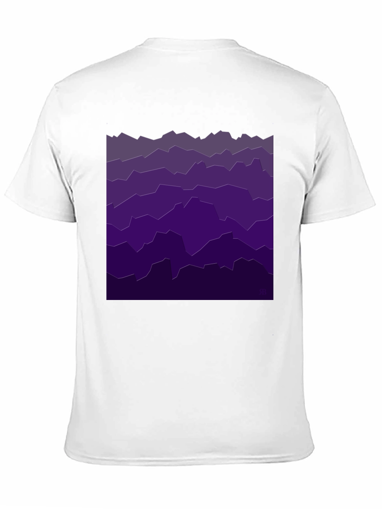 Abstract Purple Mountainscape Black T-Shirt