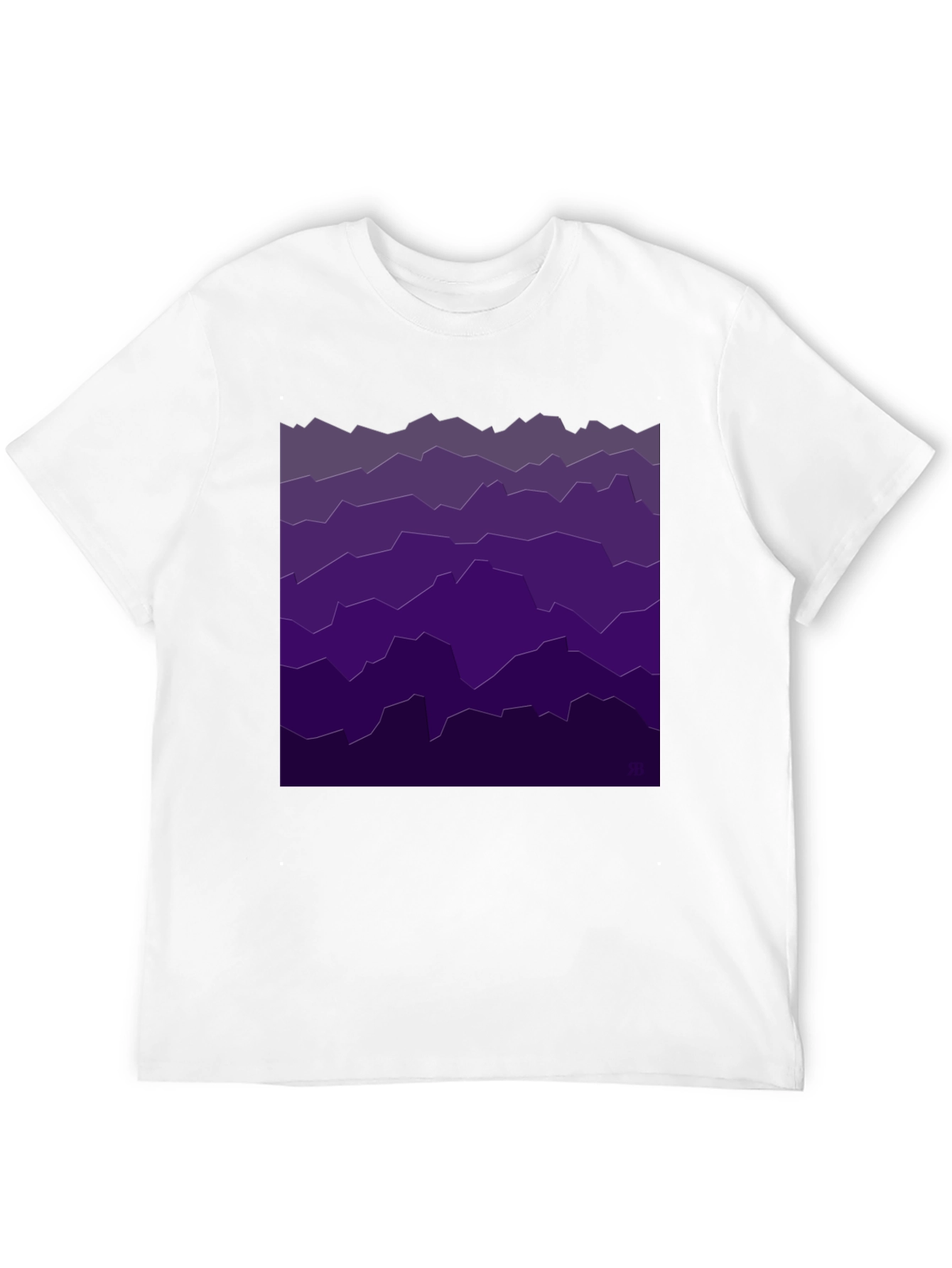 Abstract Purple Mountainscape Black T-Shirt