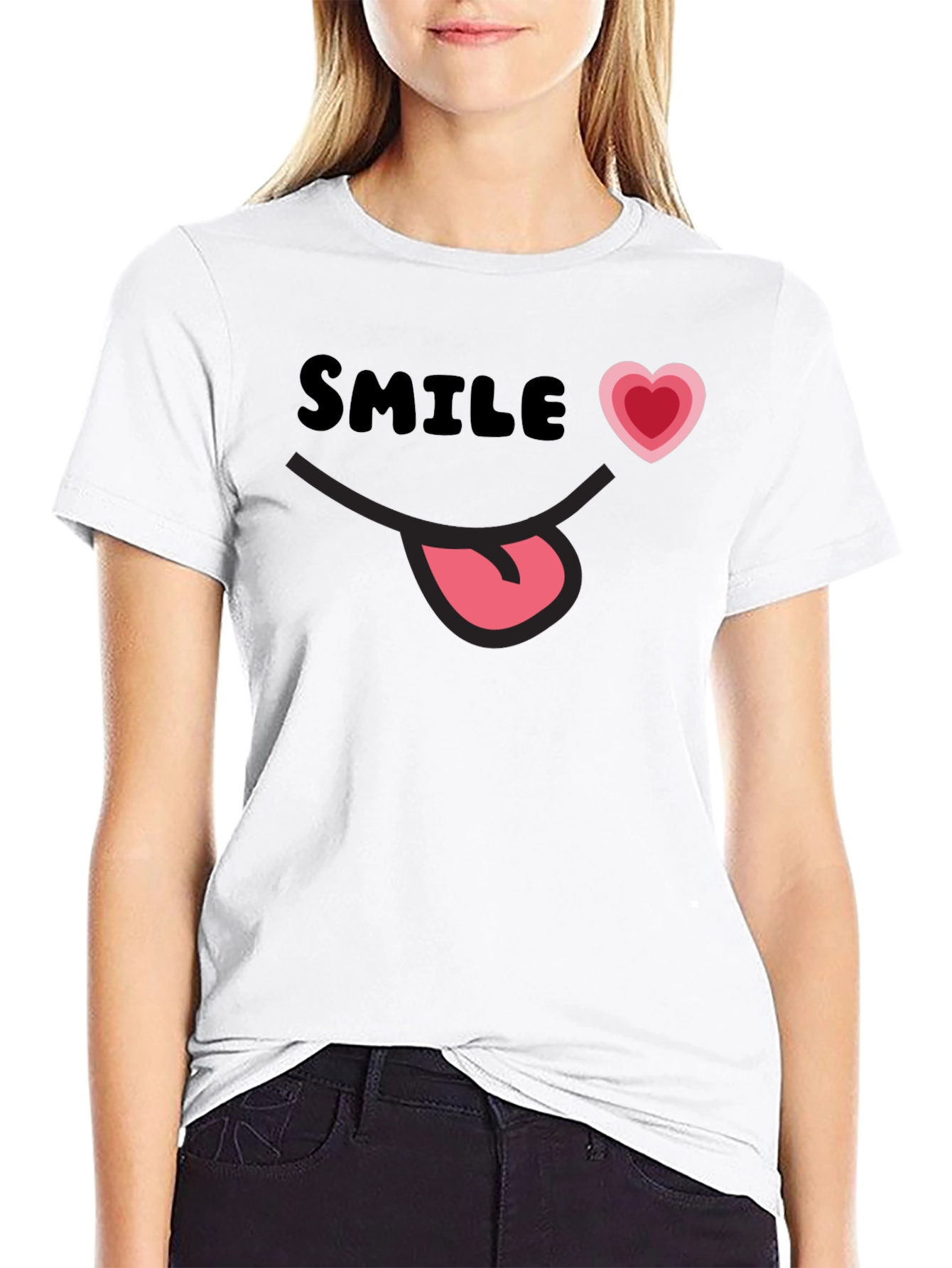 Smile Heart Tongue T-Shirt - Funny Graphic Tee