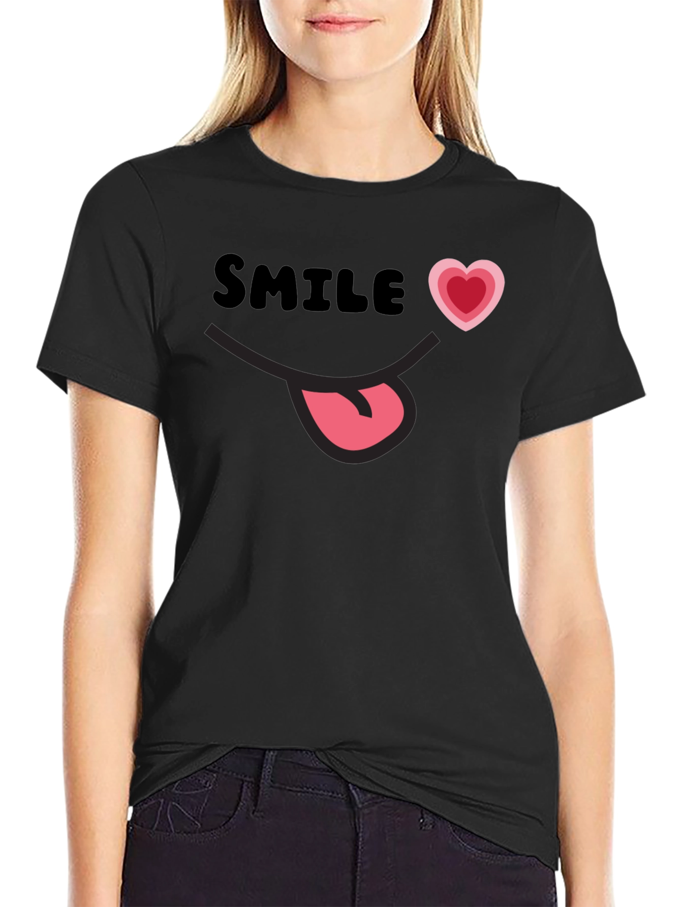 Smile Heart Tongue T-Shirt - Funny Graphic Tee