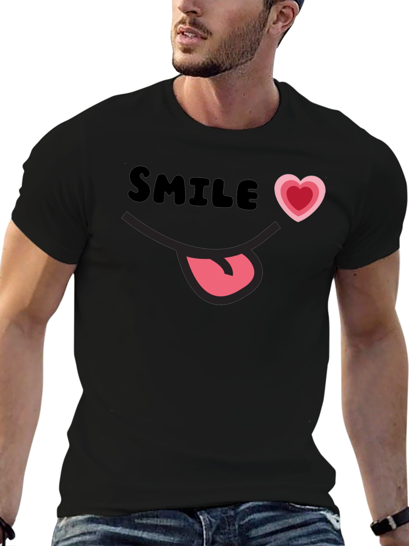 Smile Heart Tongue T-Shirt - Funny Graphic Tee