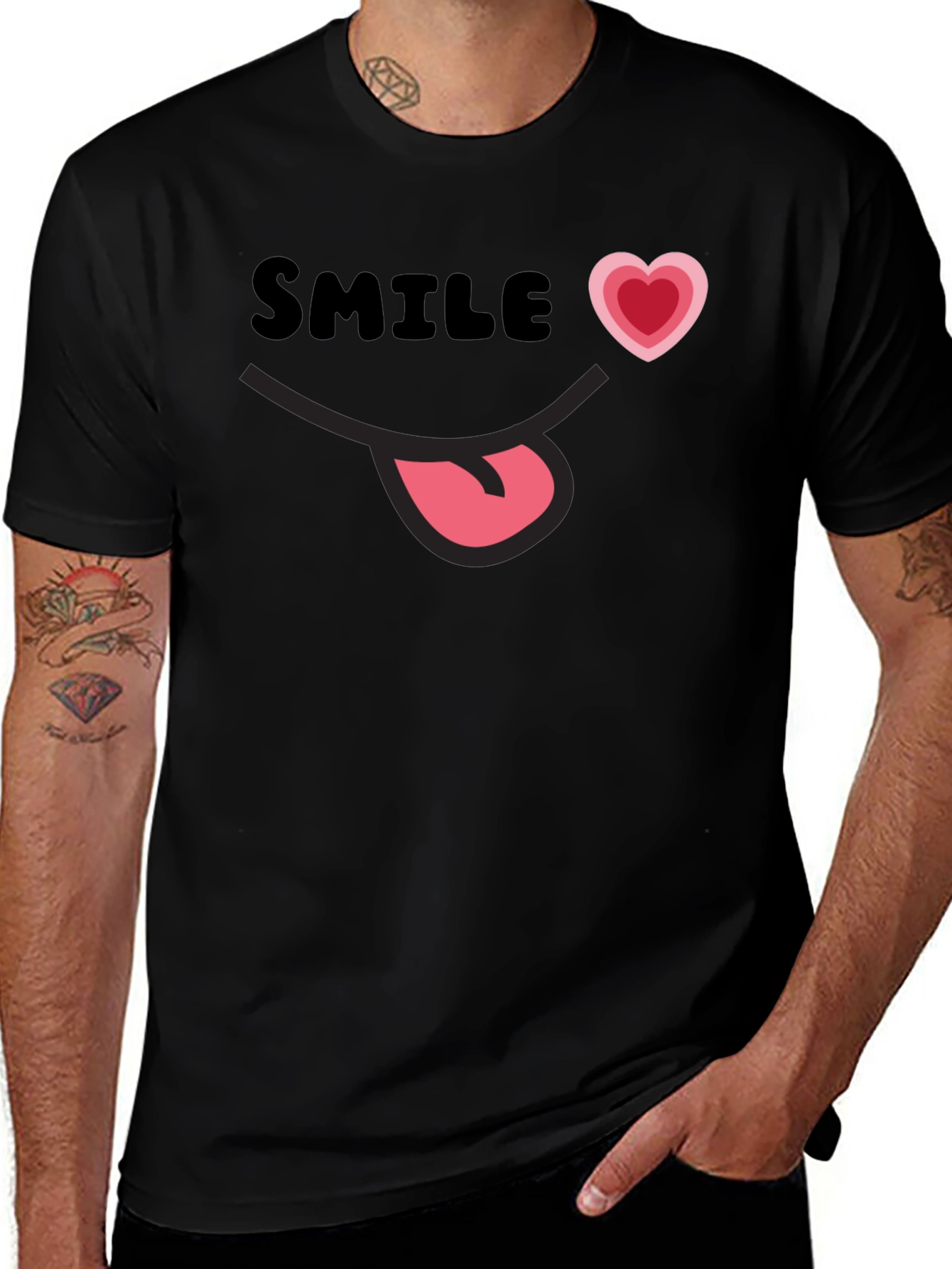 Smile Heart Tongue T-Shirt - Funny Graphic Tee