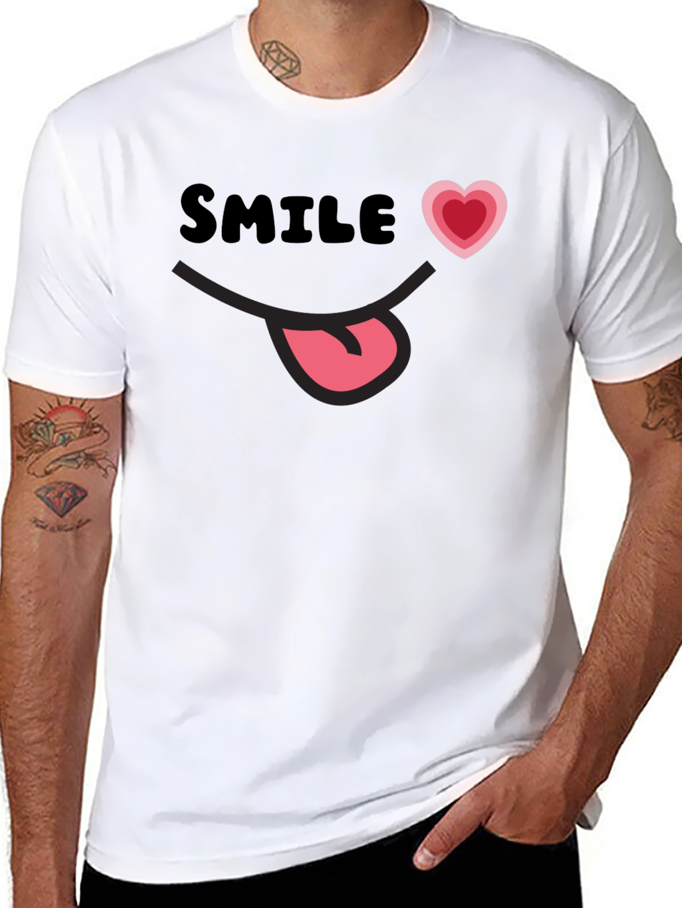 Smile Heart Tongue T-Shirt - Funny Graphic Tee